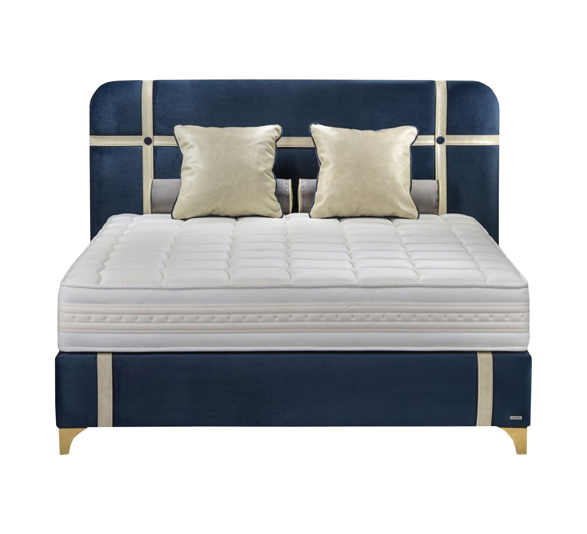 Bed decorated with golden steel strips - Vitrine Furniture - Furniture