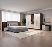 Bed Set: Elegant White and Grey Themes - Vitrine Furniture - Bed Sets