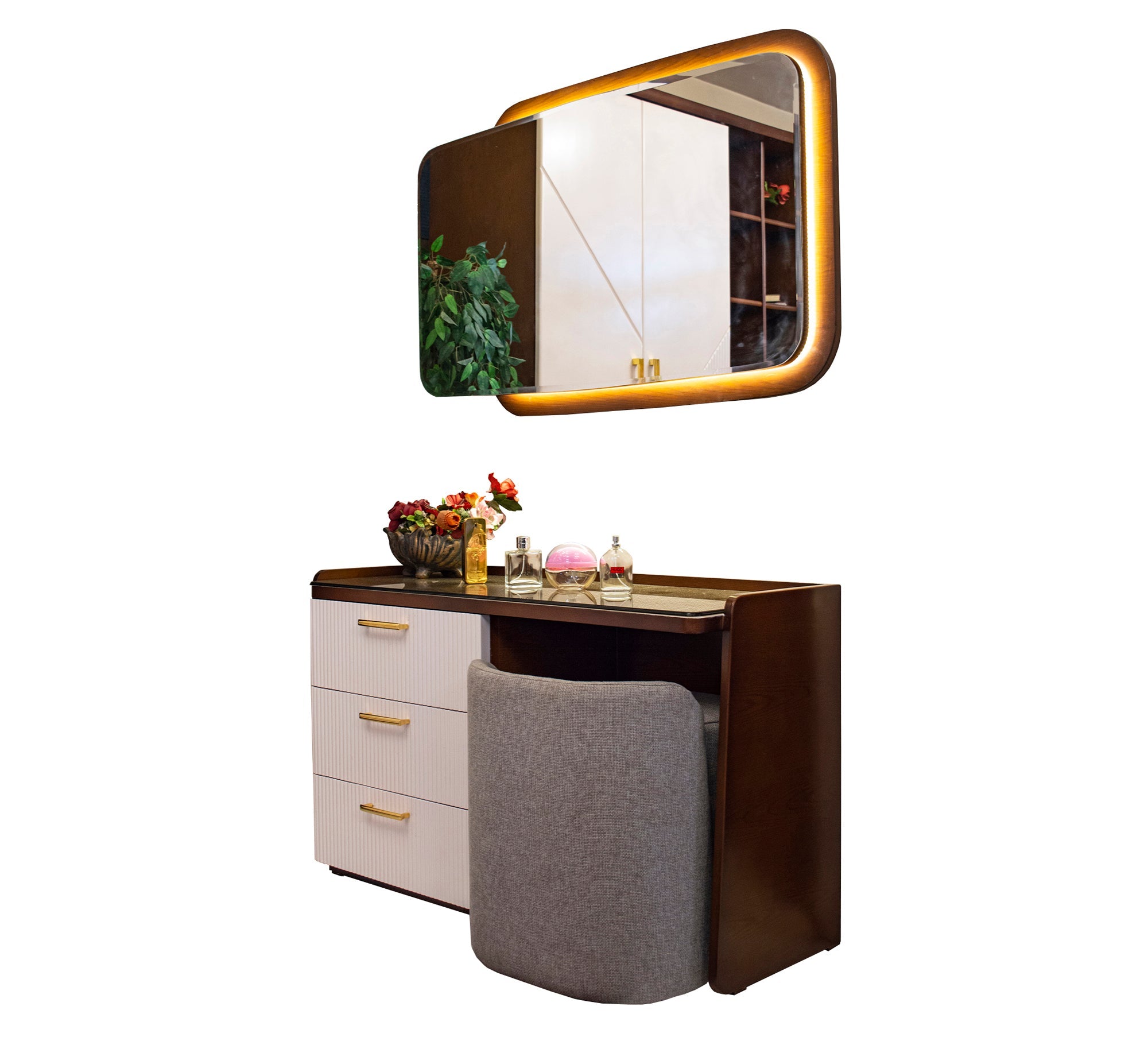 Bed Set: Elegant White and Grey Themes - Vitrine Furniture - Bed Sets