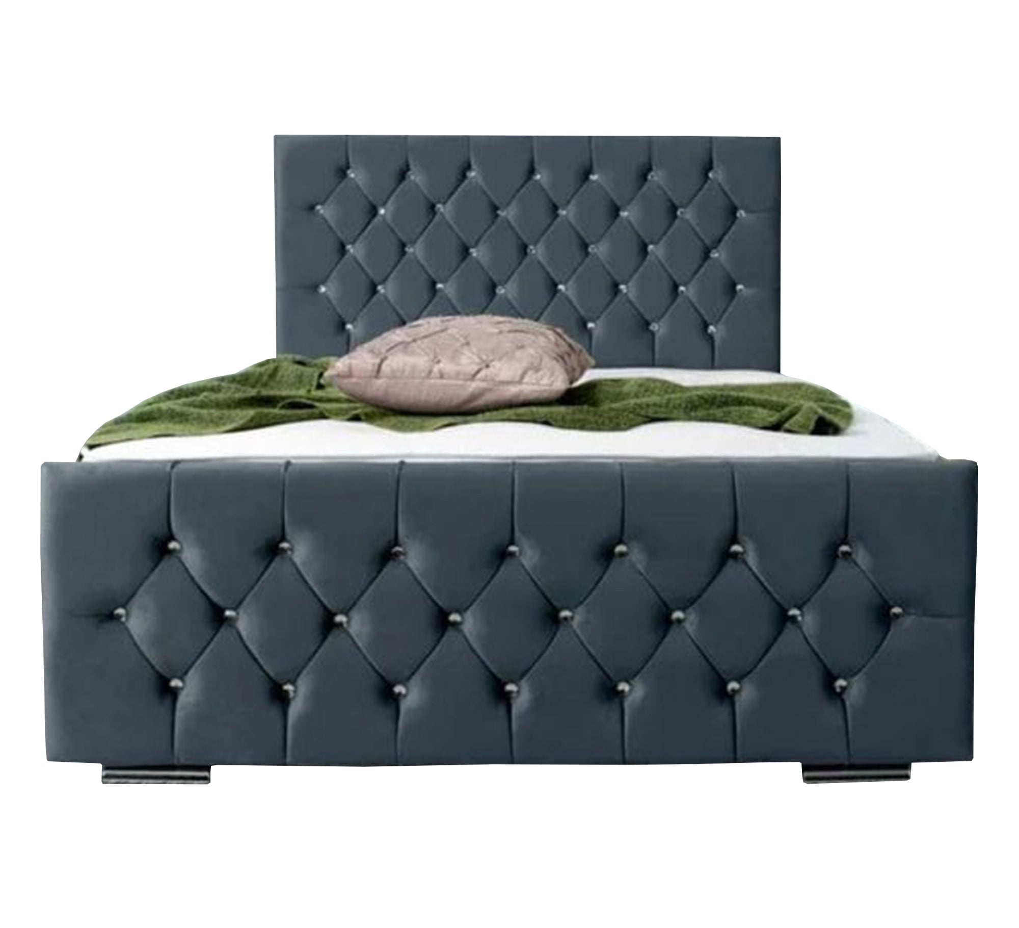 Bed upholstered in front and back with capitone beads - Vitrine Furniture - Furniture