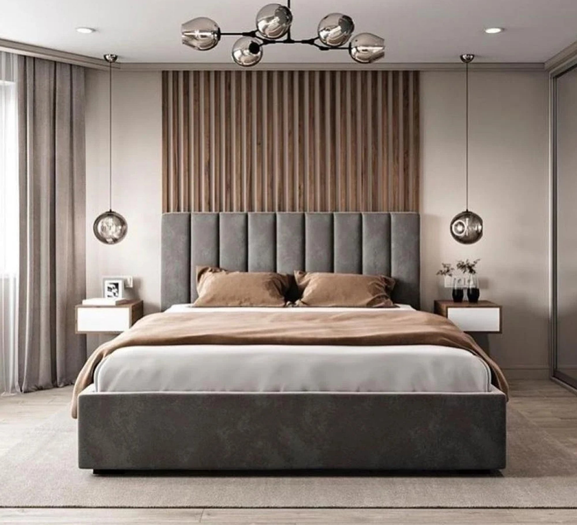 Bed with a modern design and warm colors - Vitrine Furniture - Furniture