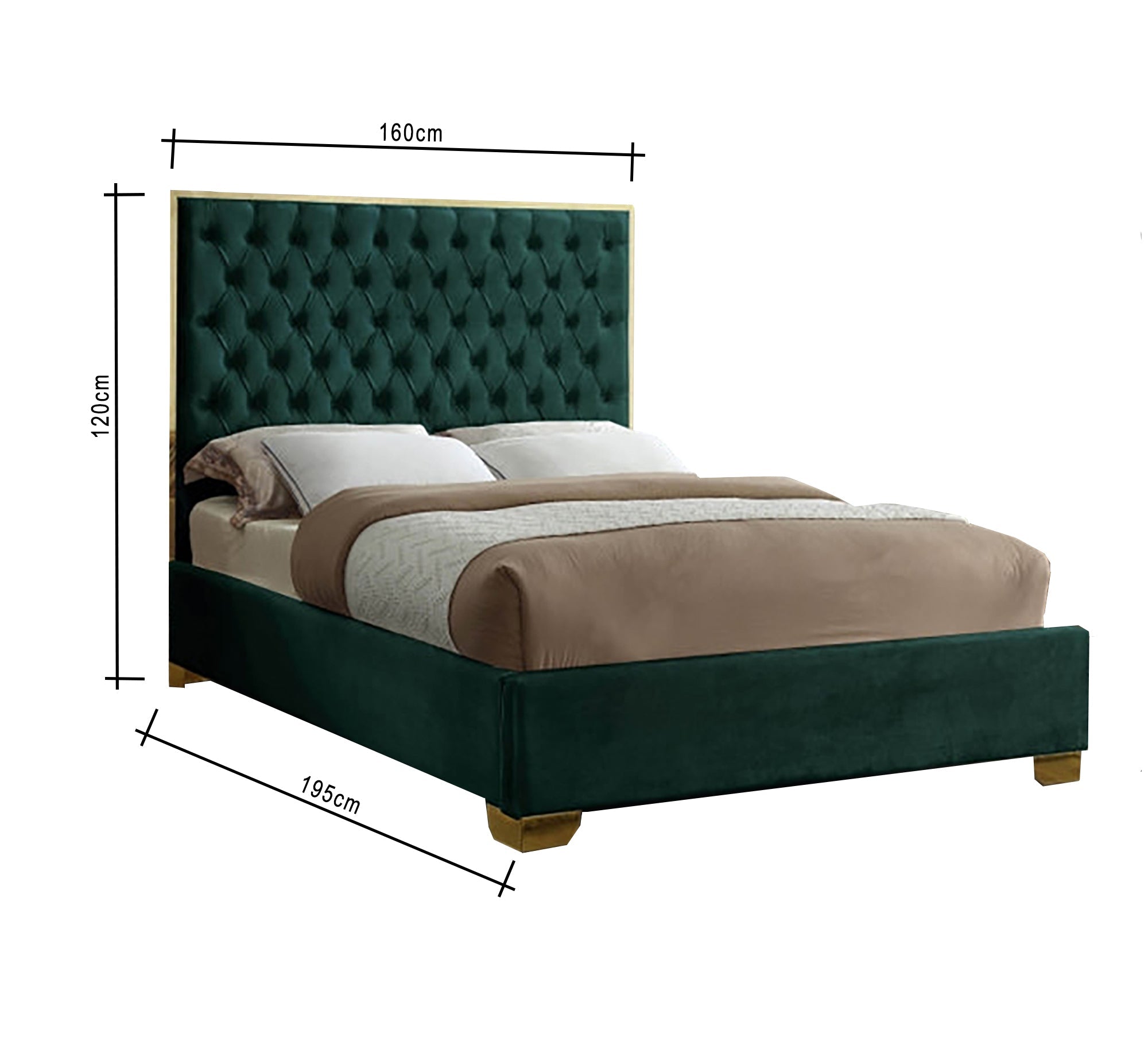 Bed with a steel frame and gold legs - Vitrine Furniture - Furniture