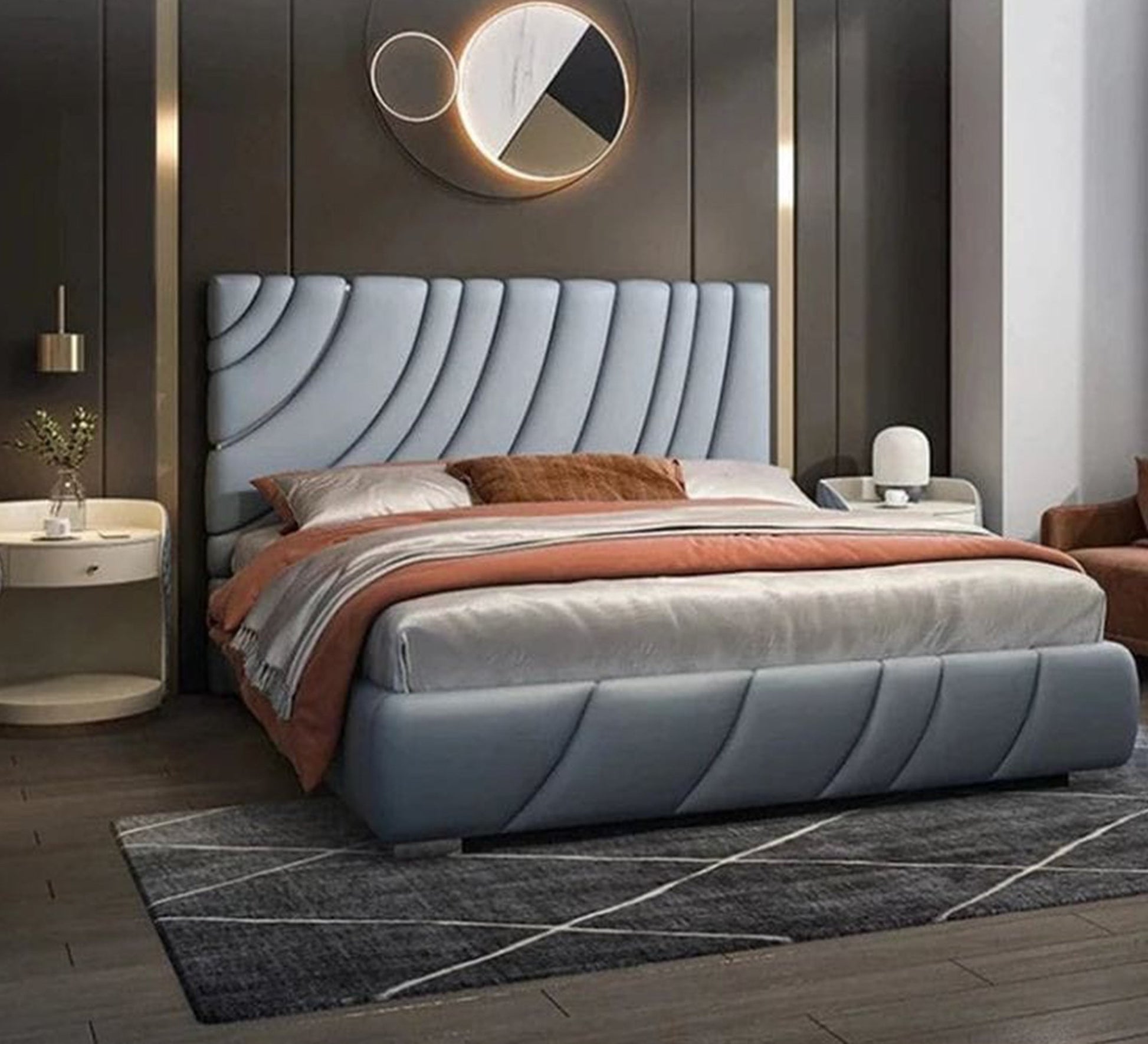Bed with backrest in semicircular lines - Vitrine Furniture - Furniture