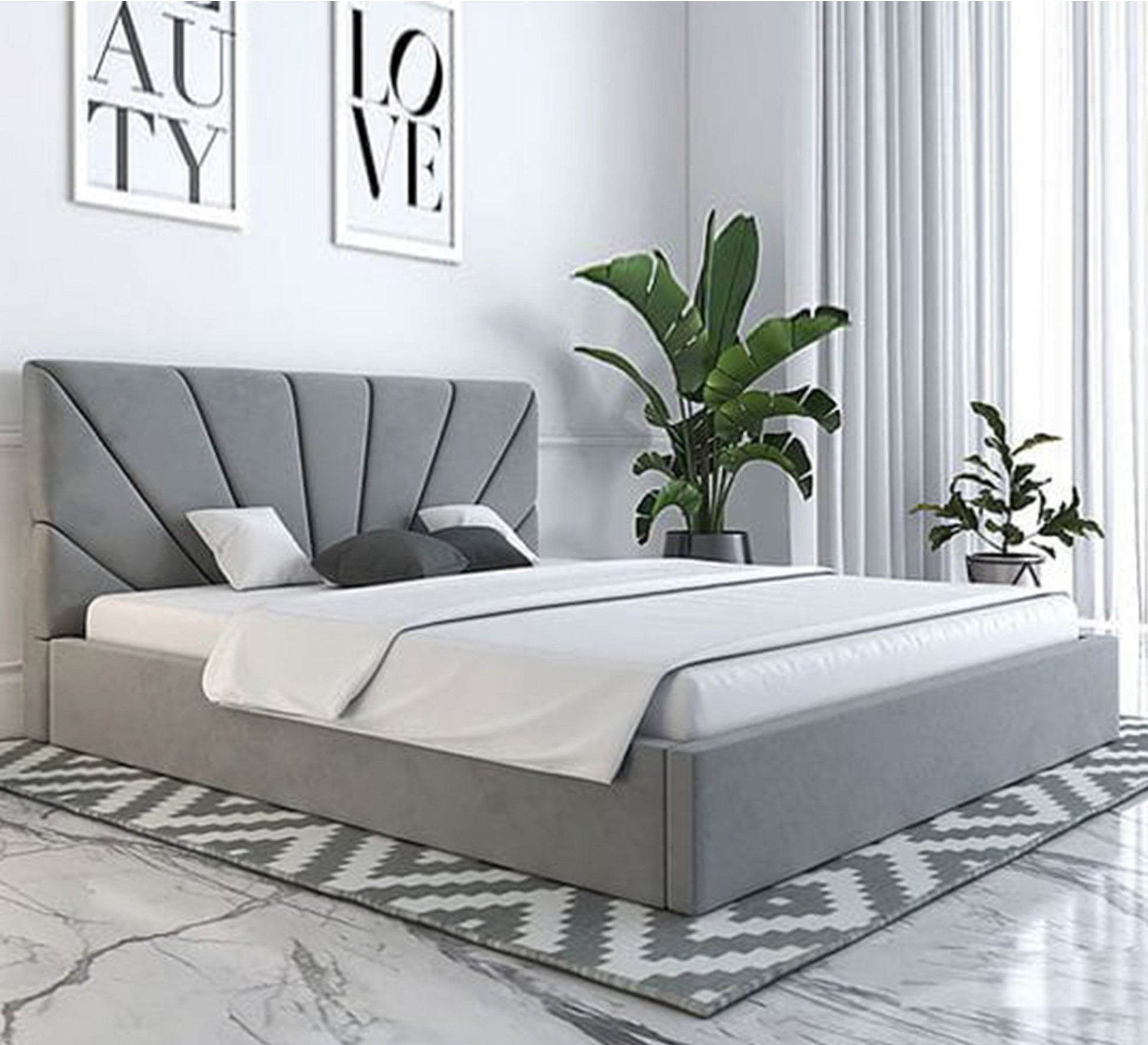 Bed with radial backrest upholstery - Vitrine Furniture - Furniture