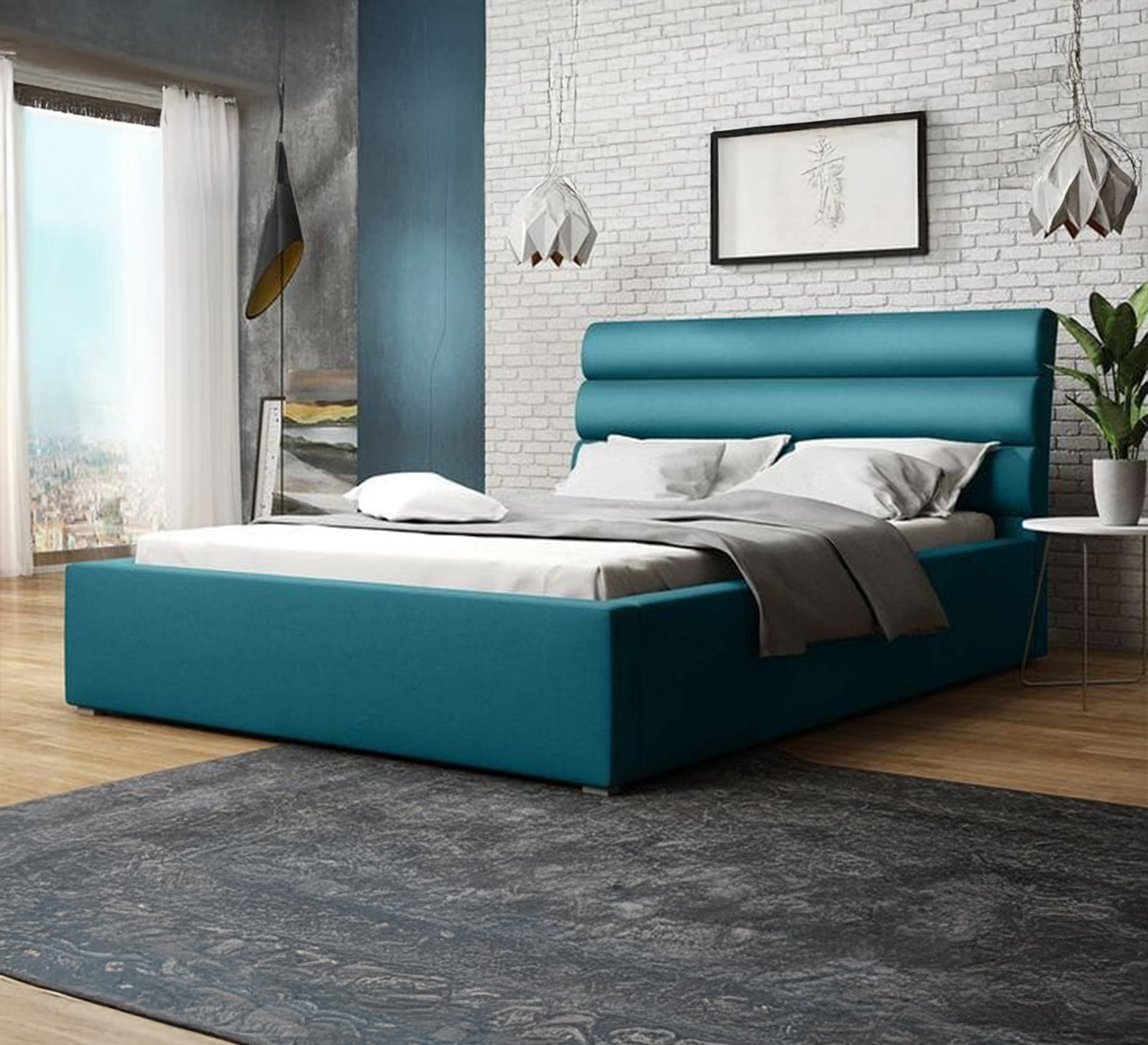 Bed with upholstered and inflated backrest - Vitrine Furniture - Furniture