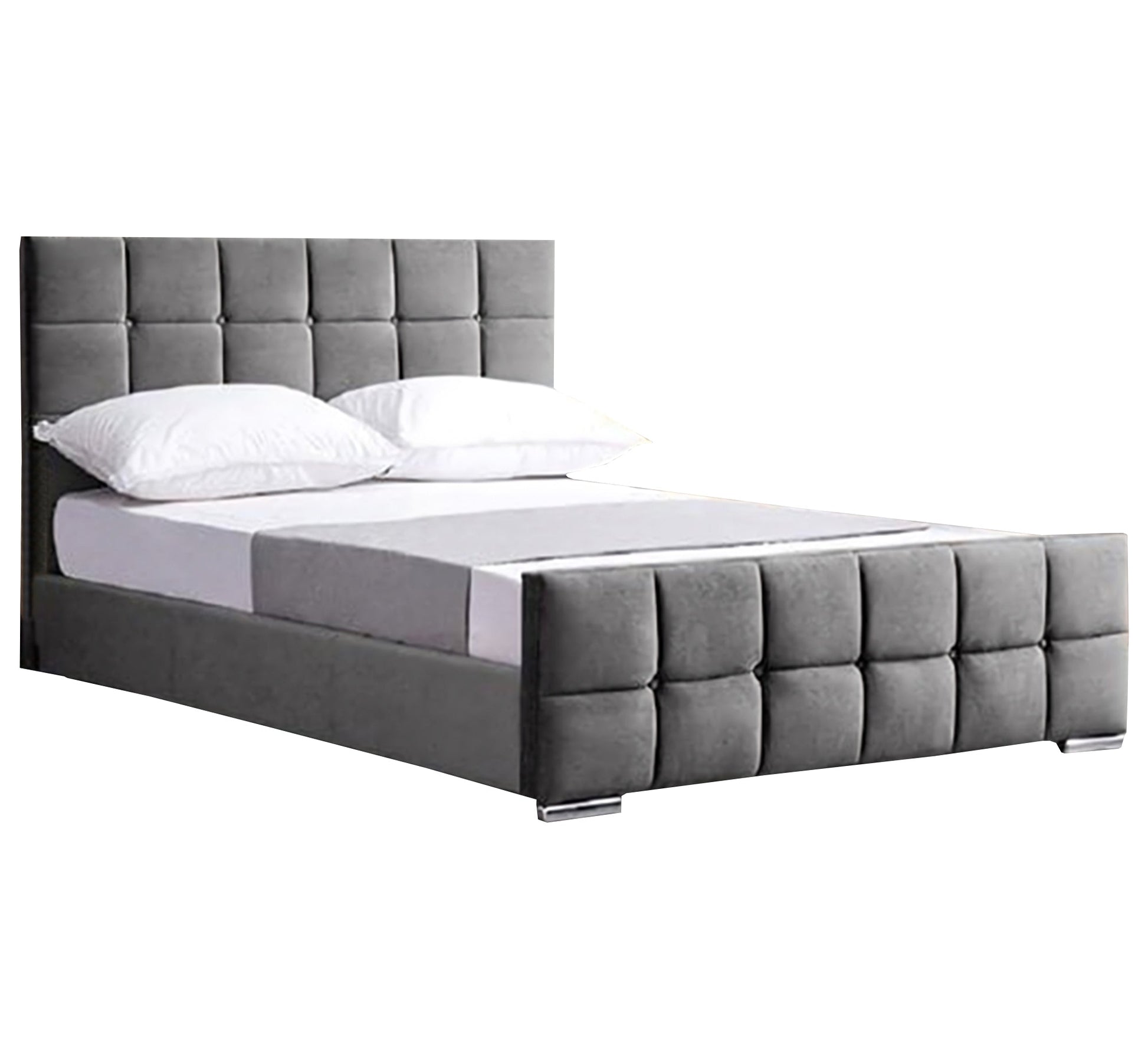 Bed with upholstered horizontal and vertical headboards - Vitrine Furniture - Furniture