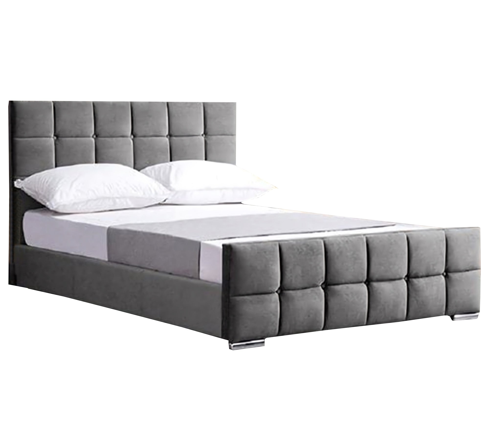 Bed with upholstered horizontal and vertical headboards - Vitrine Furniture - Furniture