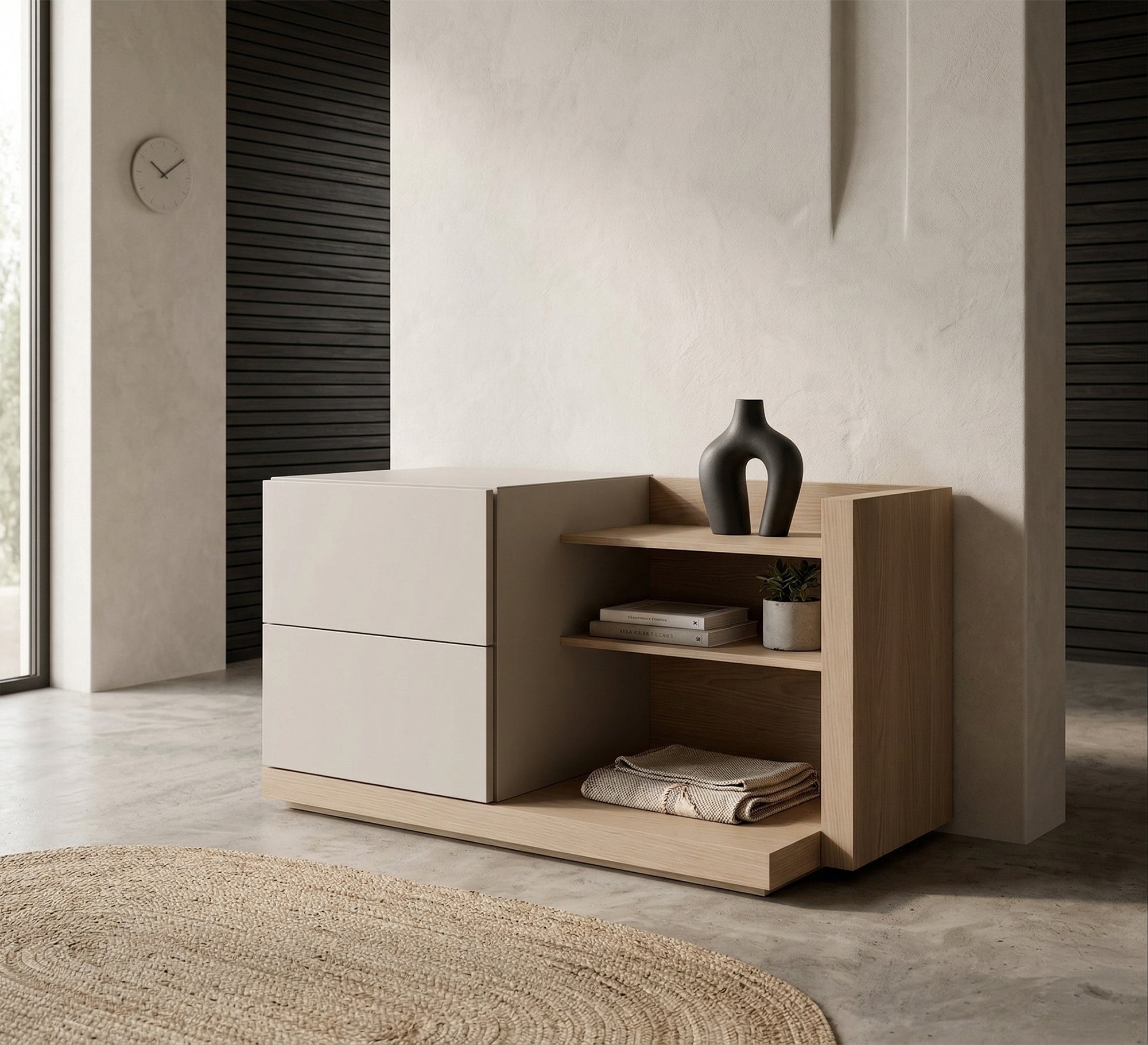 Bedroom with drawers and shelves, side library - Vitrine Furniture - Nightstand