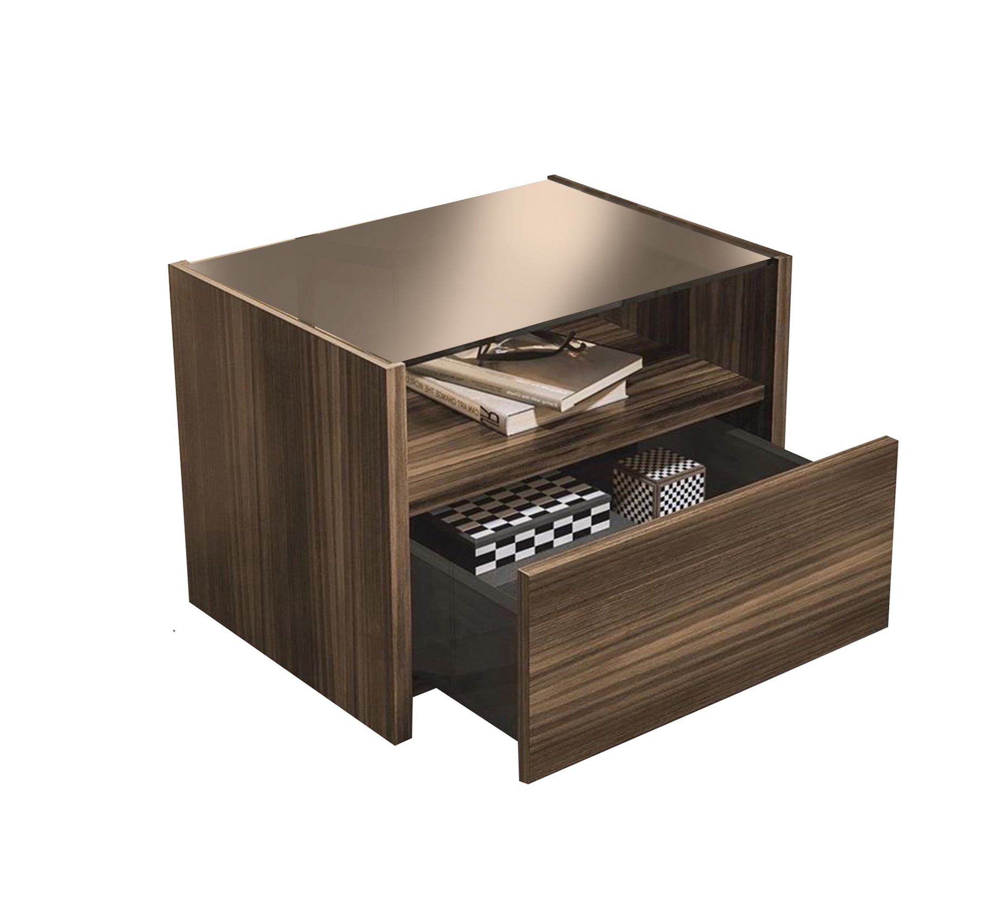 Bedroom with glass top and drawer - Vitrine Furniture - Furniture