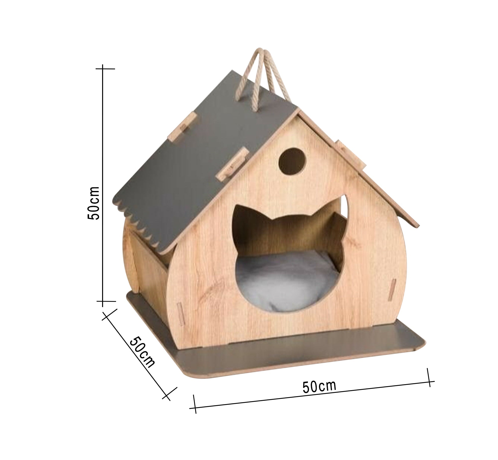 Beige and black wooden cat house - Vitrine Furniture - Décor