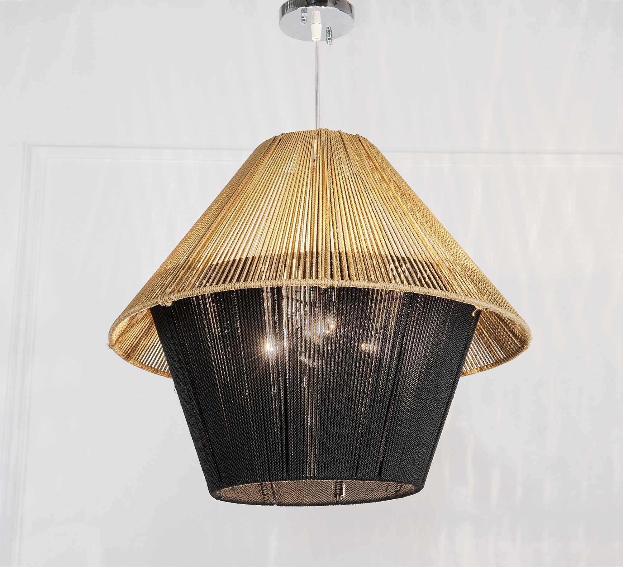 Beige and black woven thread ceiling lamp - Vitrine Furniture - Lighting