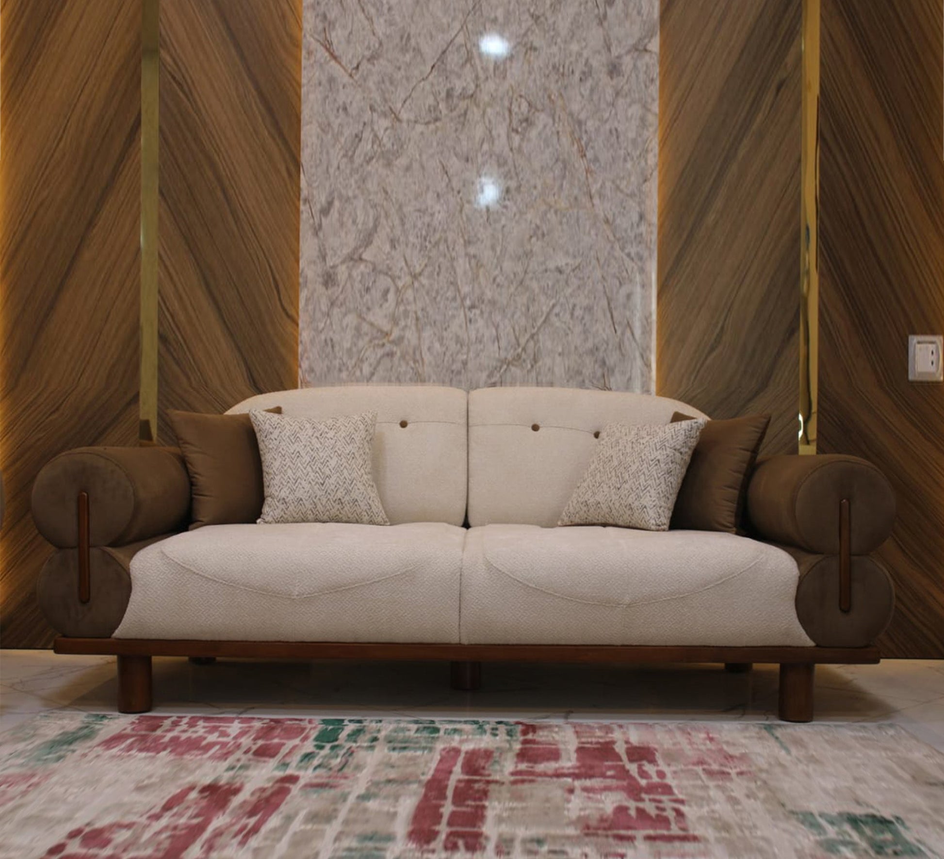 Beige and brown living room with raised legs - Vitrine Furniture - Furniture