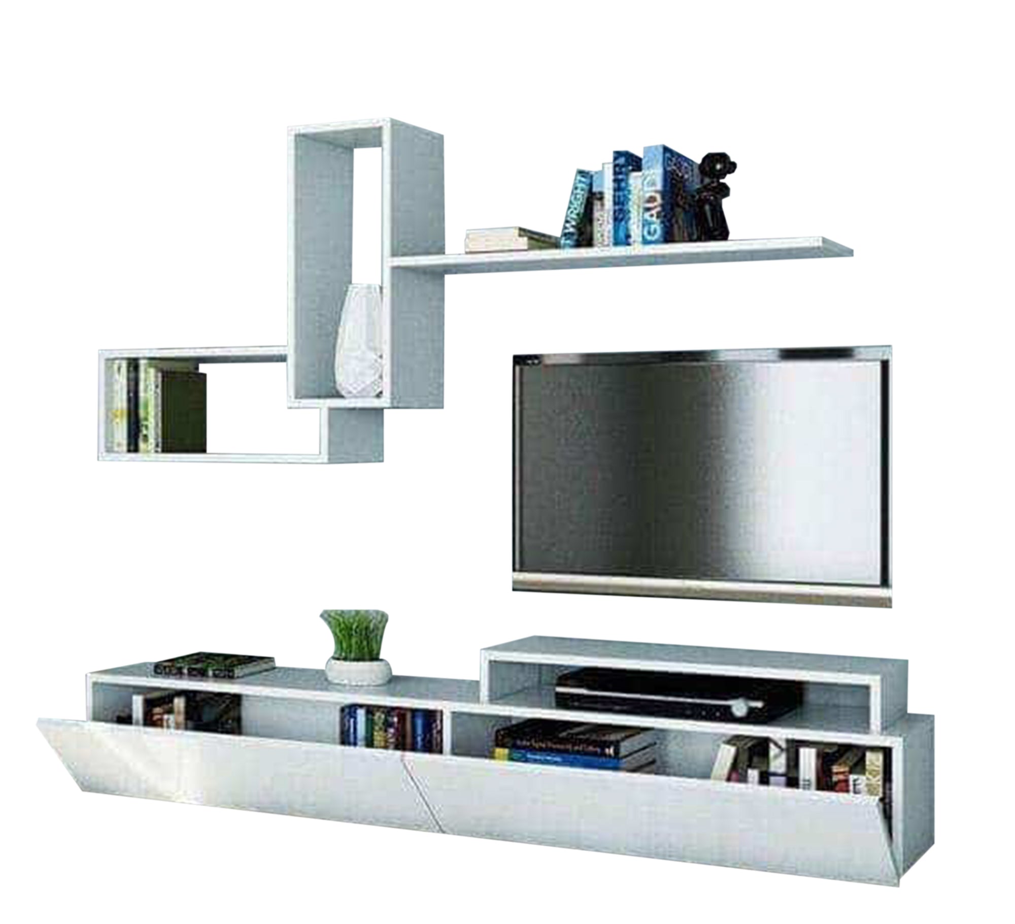 Beige and hazel brown TV table - Vitrine Furniture - Furniture