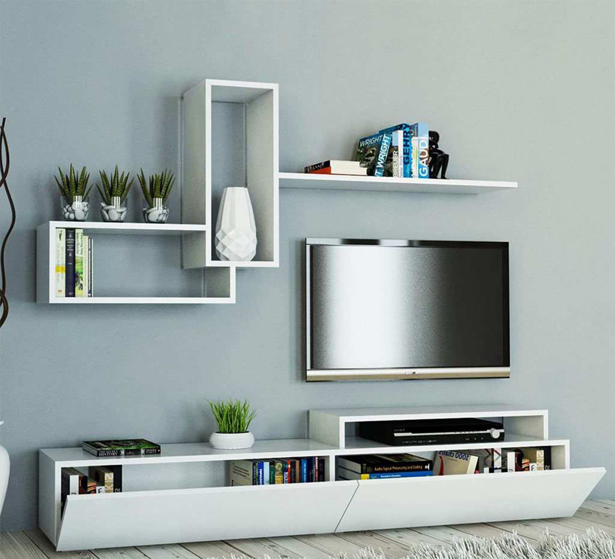 Beige and hazel brown TV table - Vitrine Furniture - Furniture