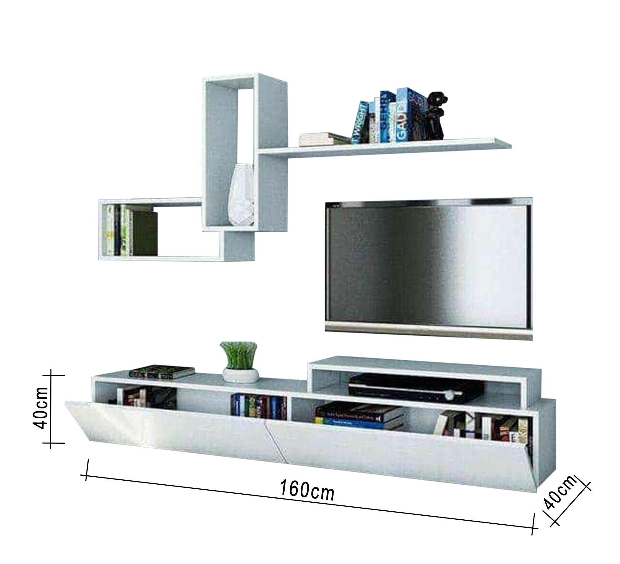 Beige and hazel brown TV table - Vitrine Furniture - Furniture