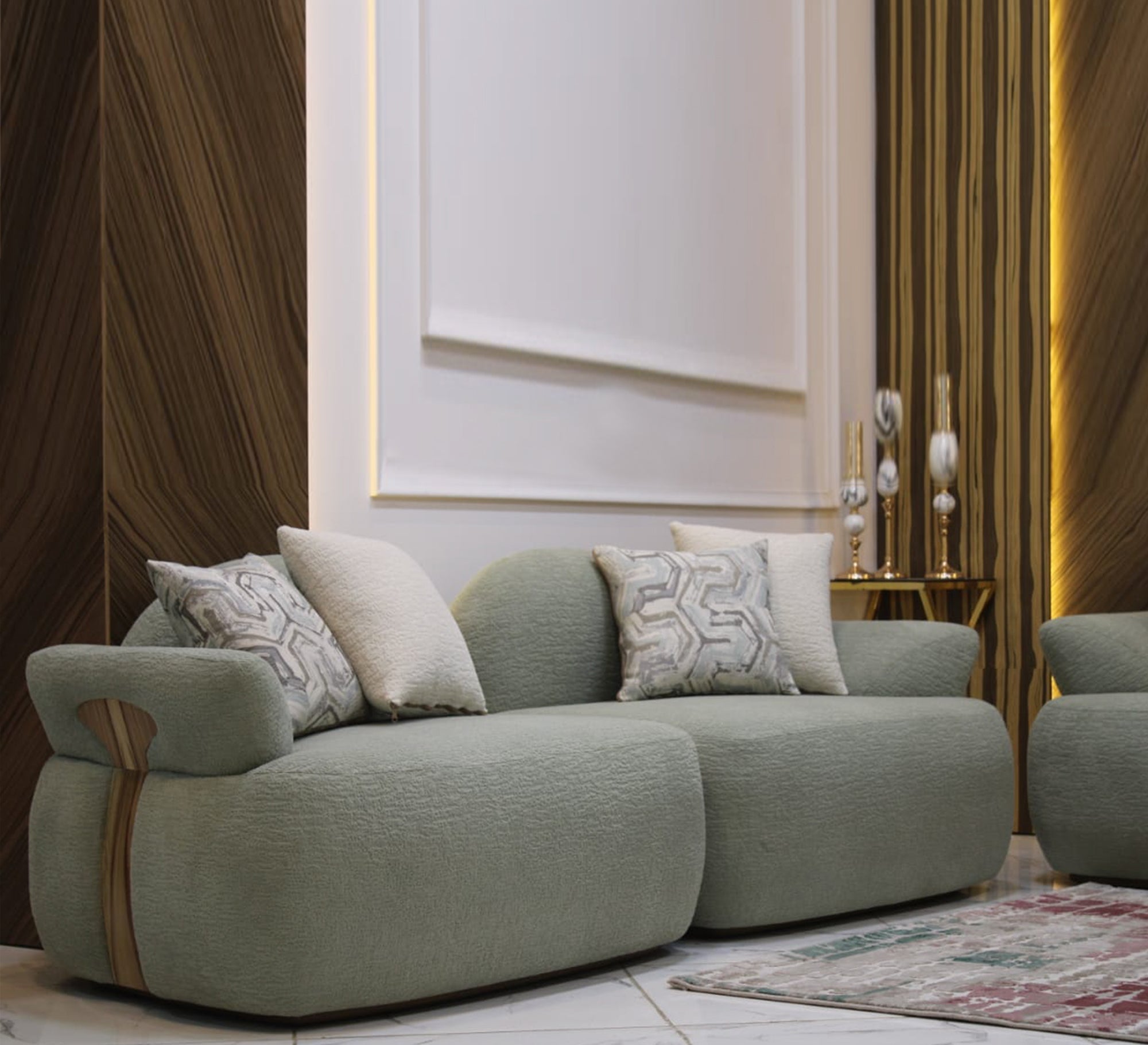 Beige and mint green living room - Vitrine Furniture - Furniture