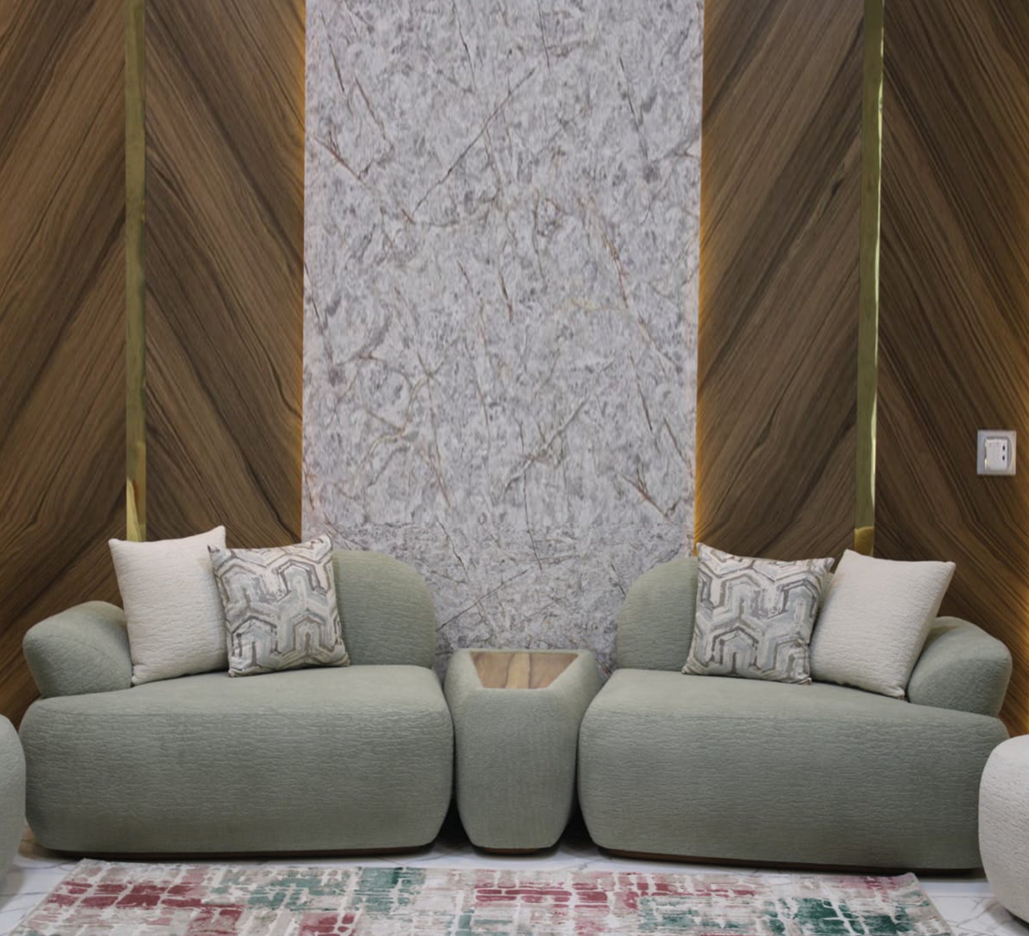 Beige and mint green living room - Vitrine Furniture - Furniture