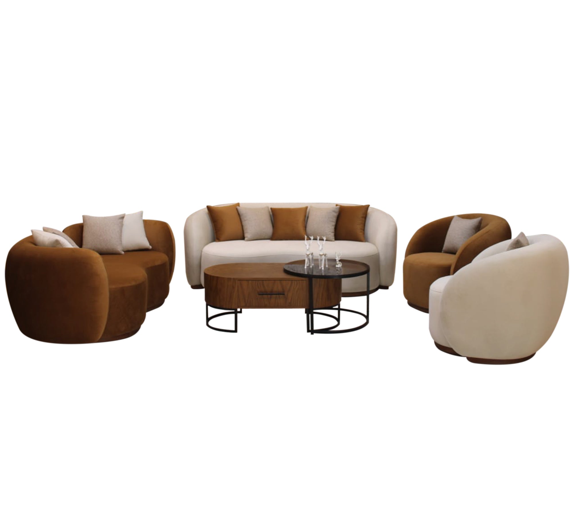 Beige and reddish brown living room - Vitrine Furniture - Furniture