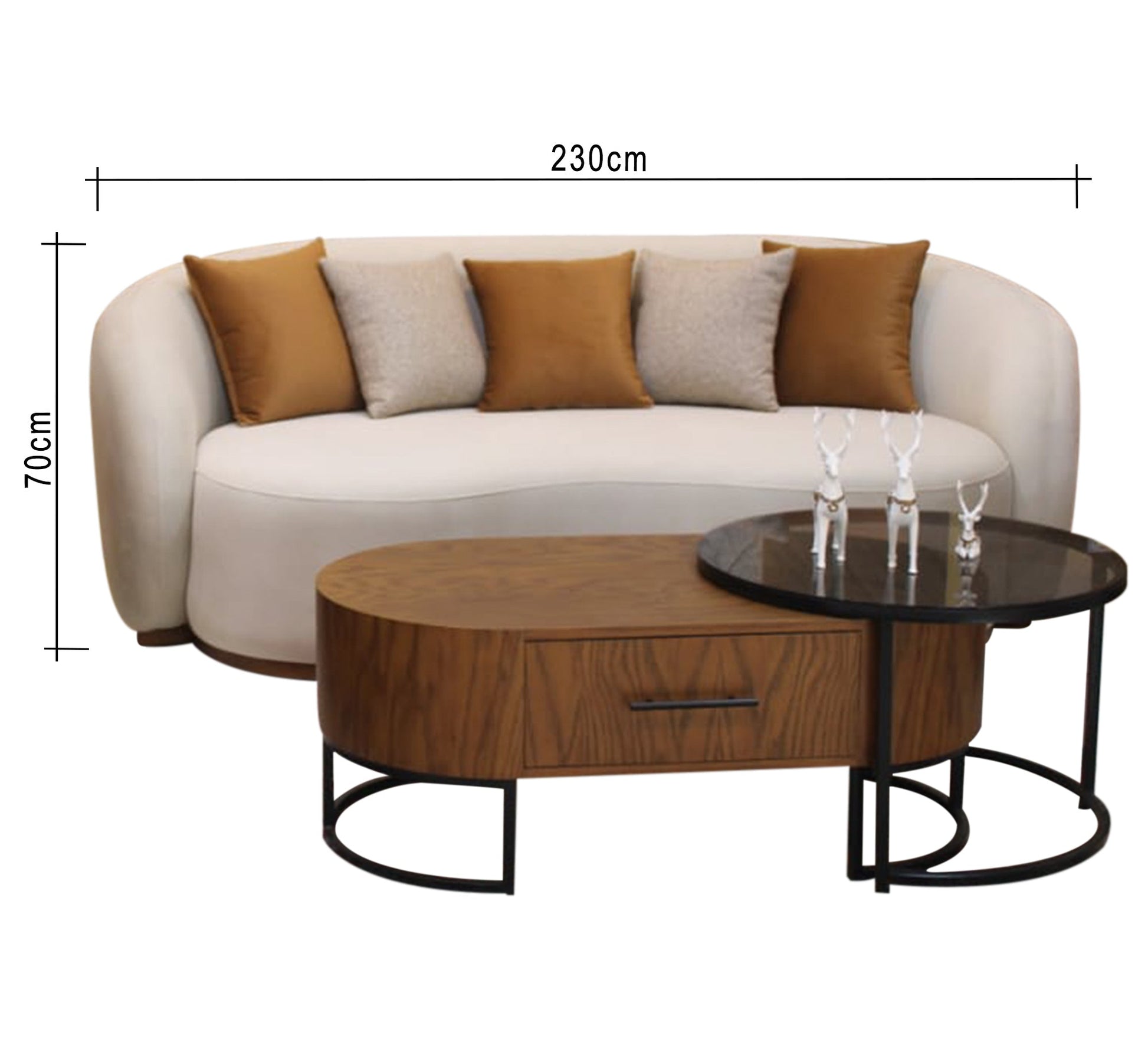 Beige and reddish brown living room - Vitrine Furniture - Furniture