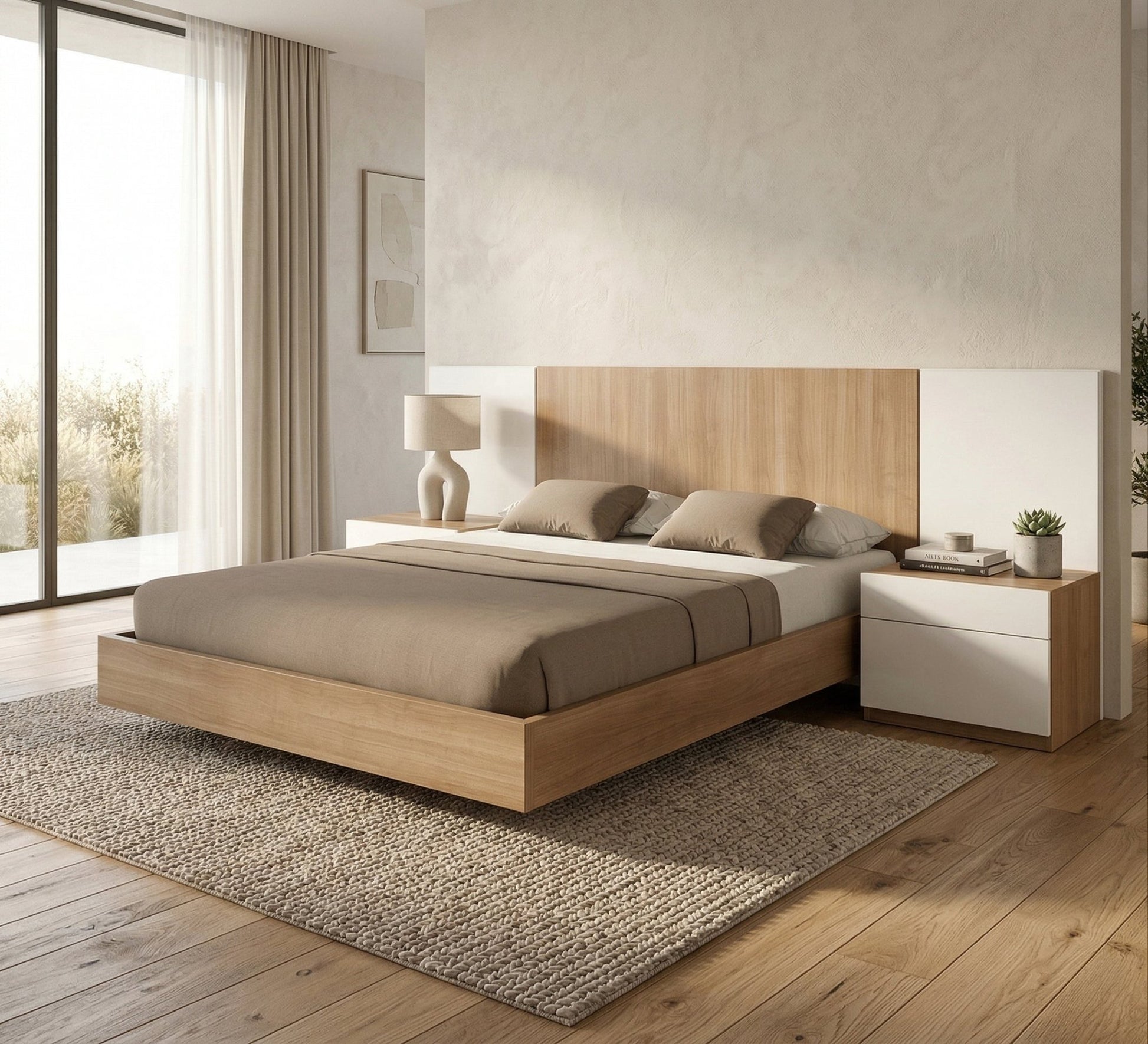 Beige and white bed - Vitrine Furniture - Beds