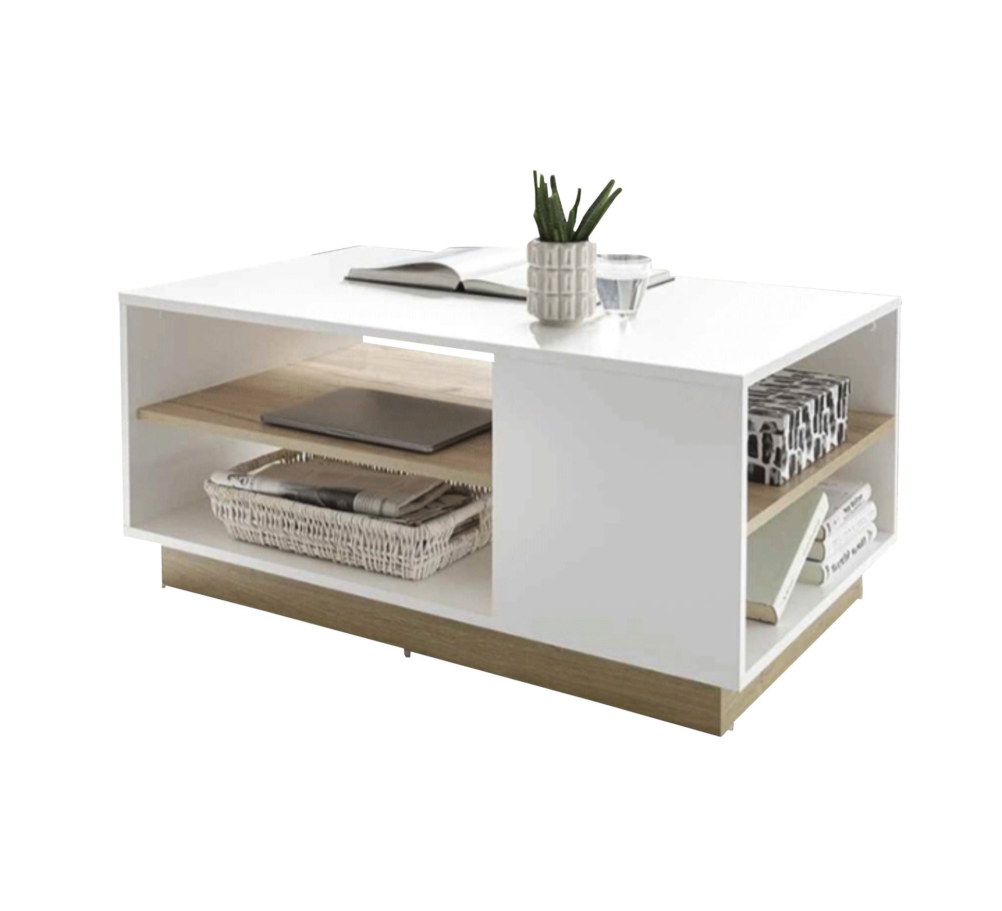 Beige and white veneer wood coffee table - Vitrine Furniture - Furniture