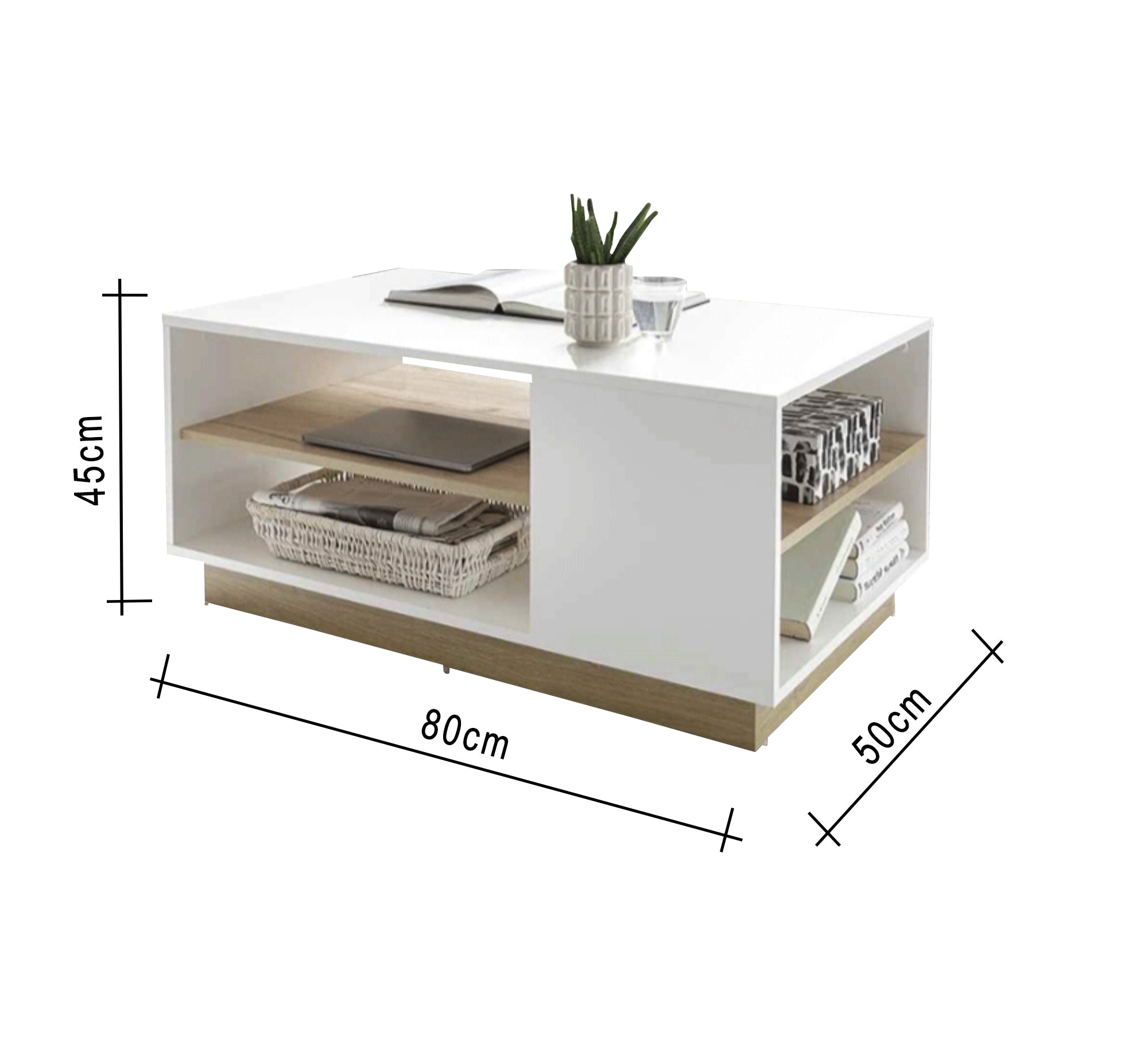 Beige and white veneer wood coffee table - Vitrine Furniture - Furniture