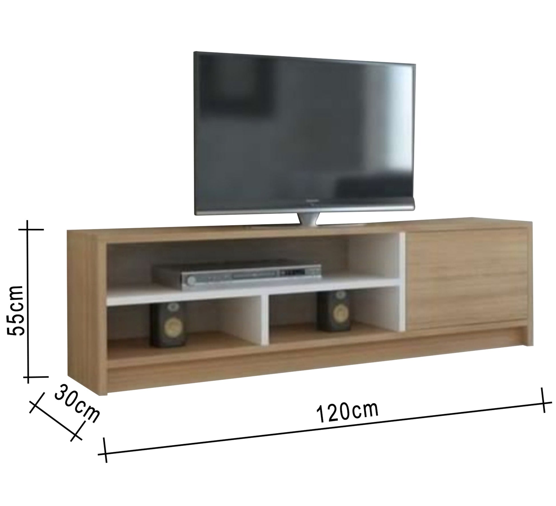 Beige and white veneer wood TV table - Vitrine Furniture - TV Table & Cabinet