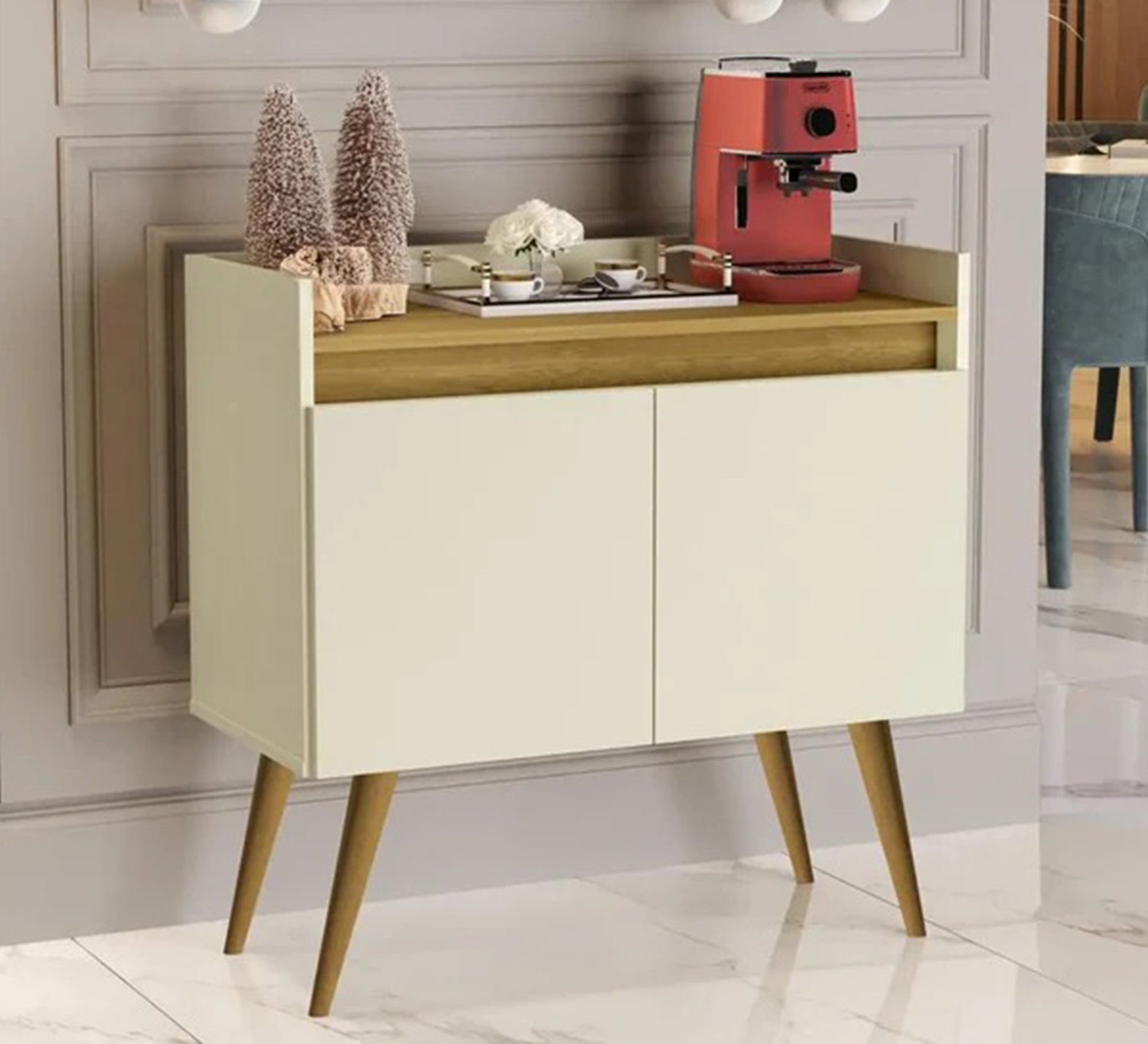 Beige and wooden coffee corner - Vitrine Furniture - Furniture