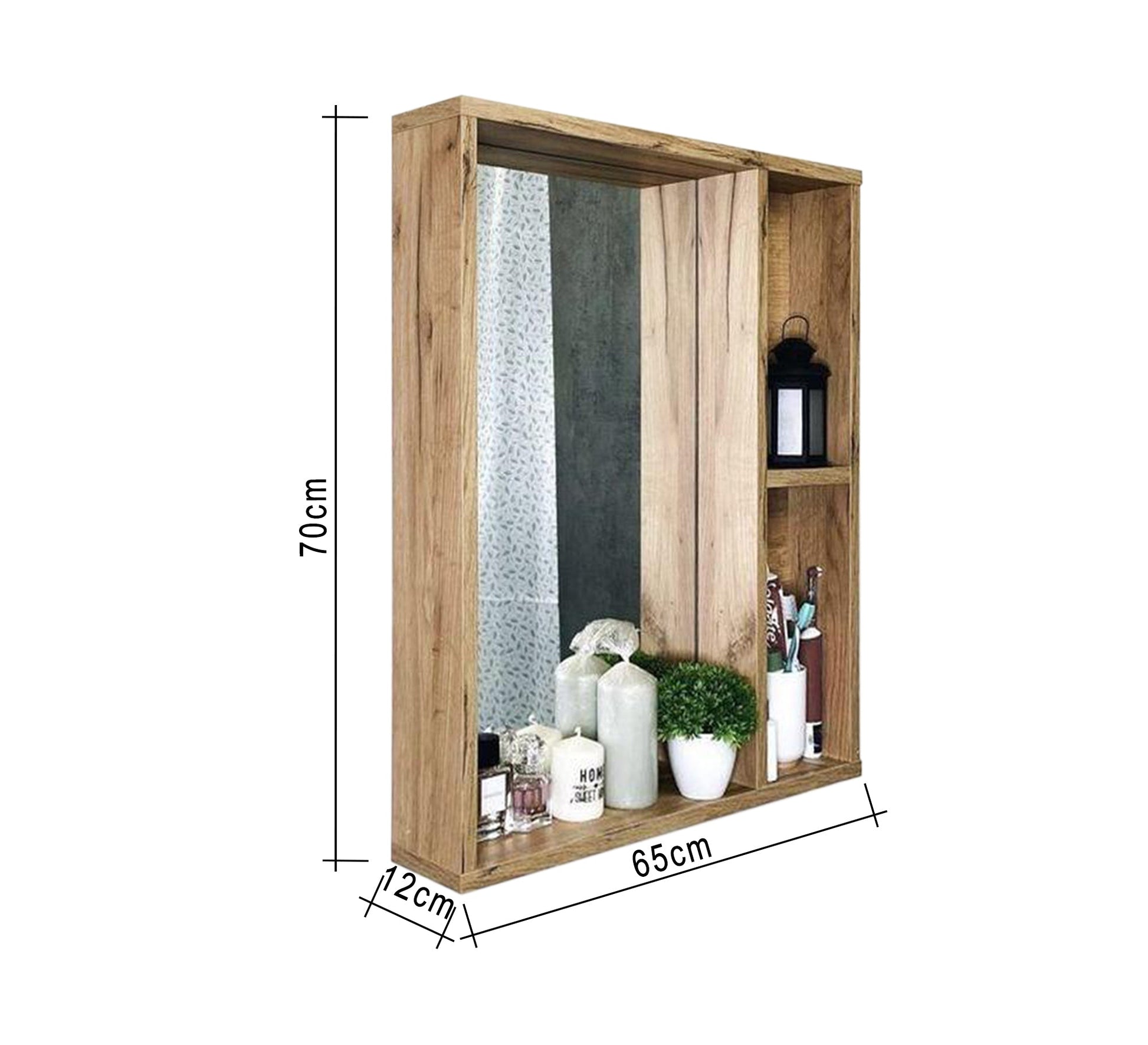 Beige Bathroom Mirror with Shelves - Vitrine Furniture - Décor