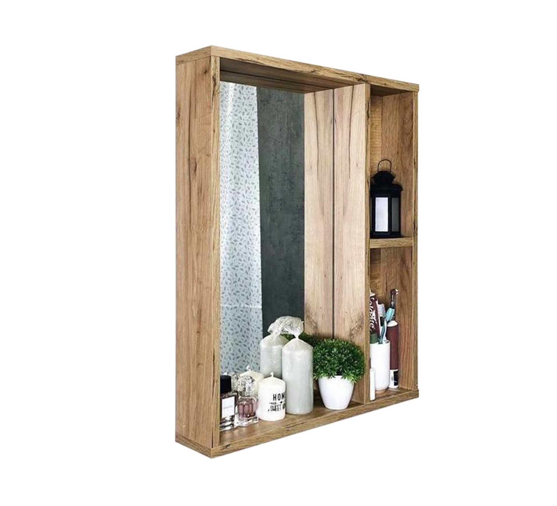 Beige Bathroom Mirror with Shelves - Vitrine Furniture - Décor