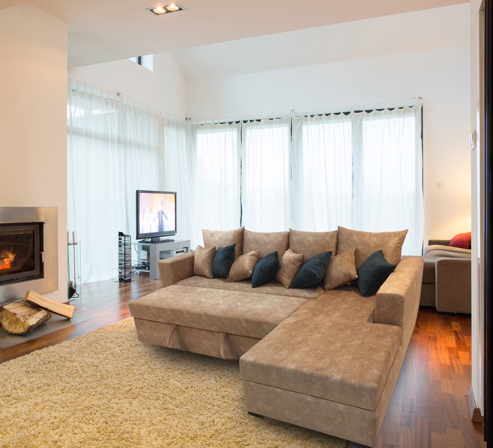 Beige Bed: Cozy Comfort & Sizzling Style - Vitrine Furniture - L - shape sofa set