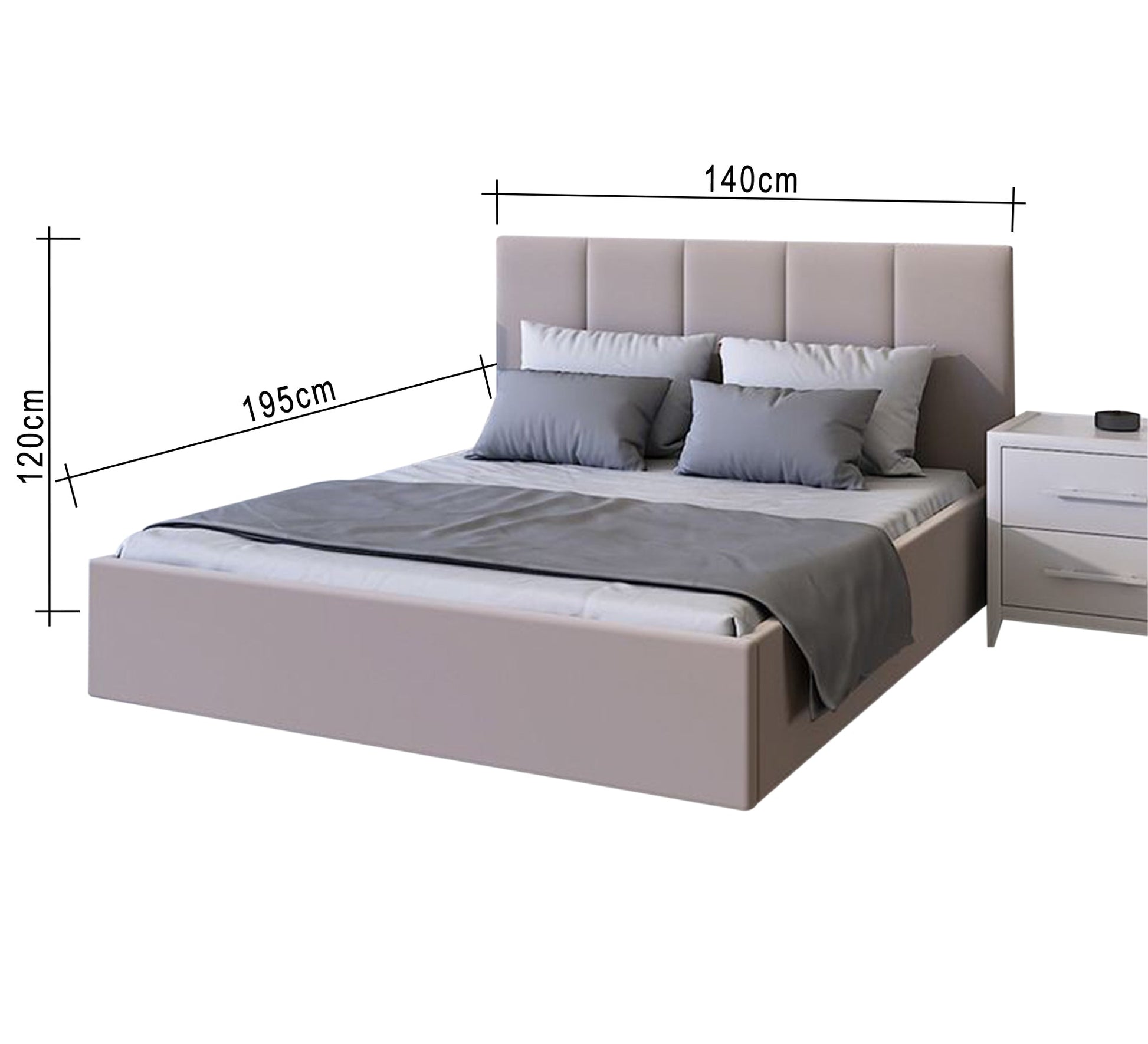 Beige bed with a high capitone headboard - Vitrine Furniture - Furniture