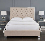 Beige bed with Capoutine upholstery - Vitrine Furniture - Furniture