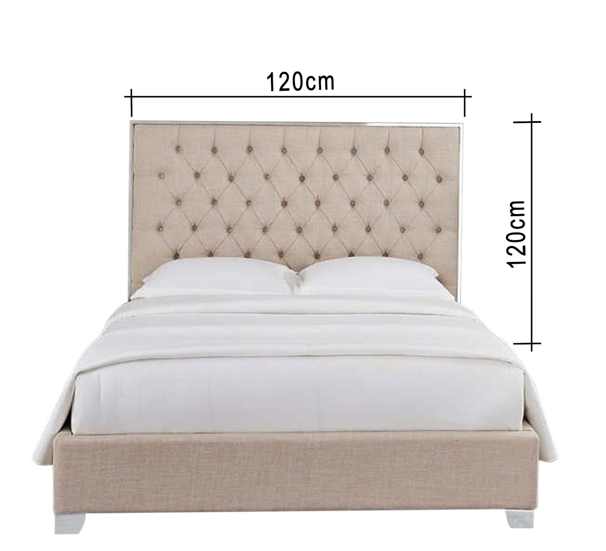 Beige bed with Capoutine upholstery - Vitrine Furniture - Furniture