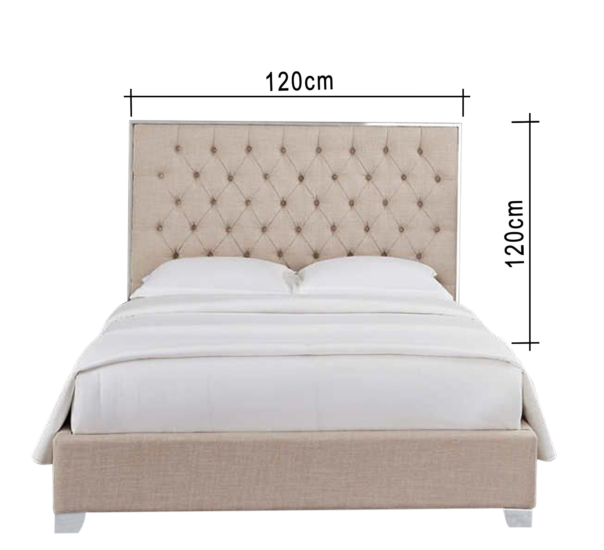 Beige bed with Capoutine upholstery - Vitrine Furniture - Furniture