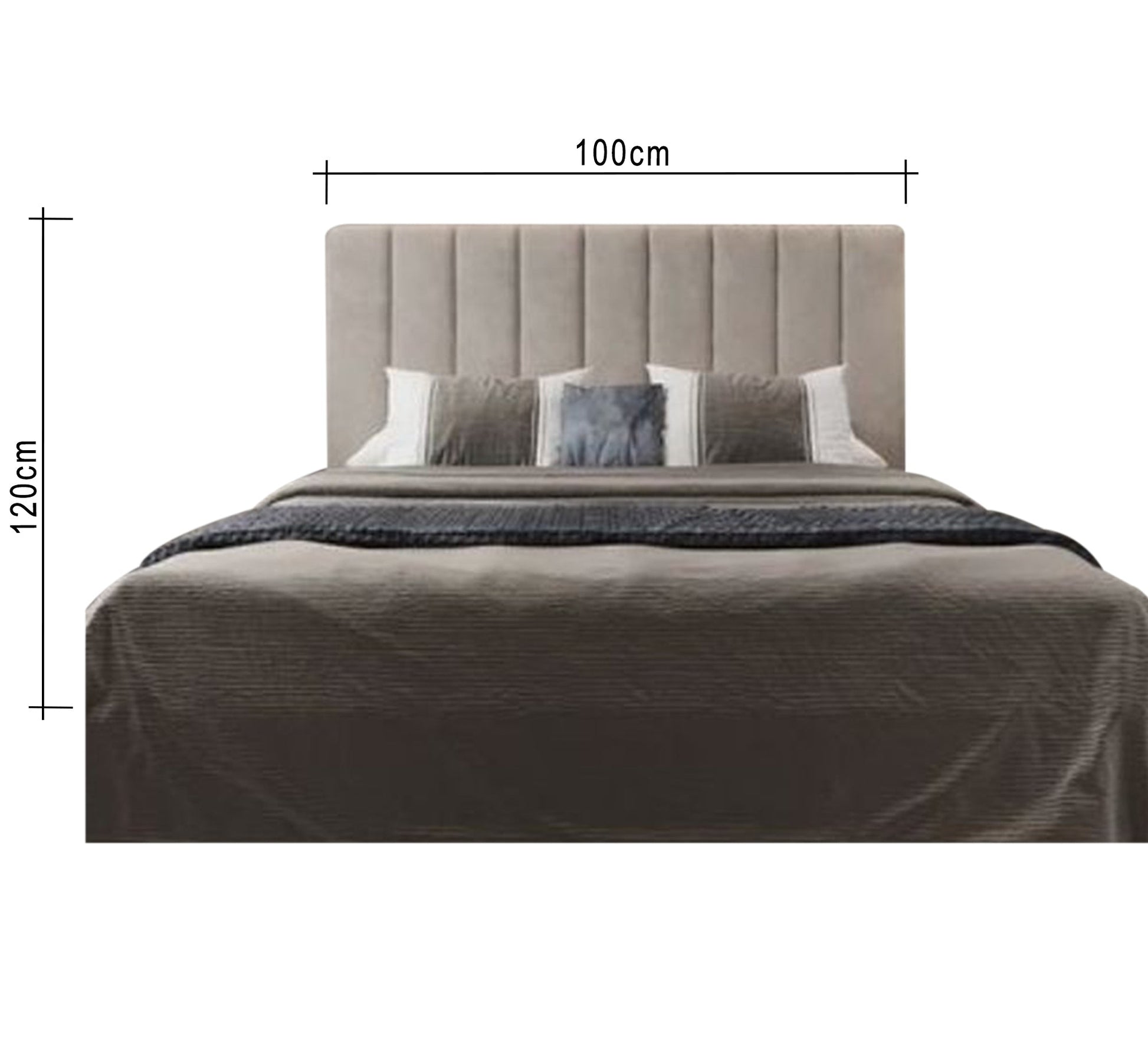 Beige bed with high back and longitudinal sunken lines - Vitrine Furniture - Furniture