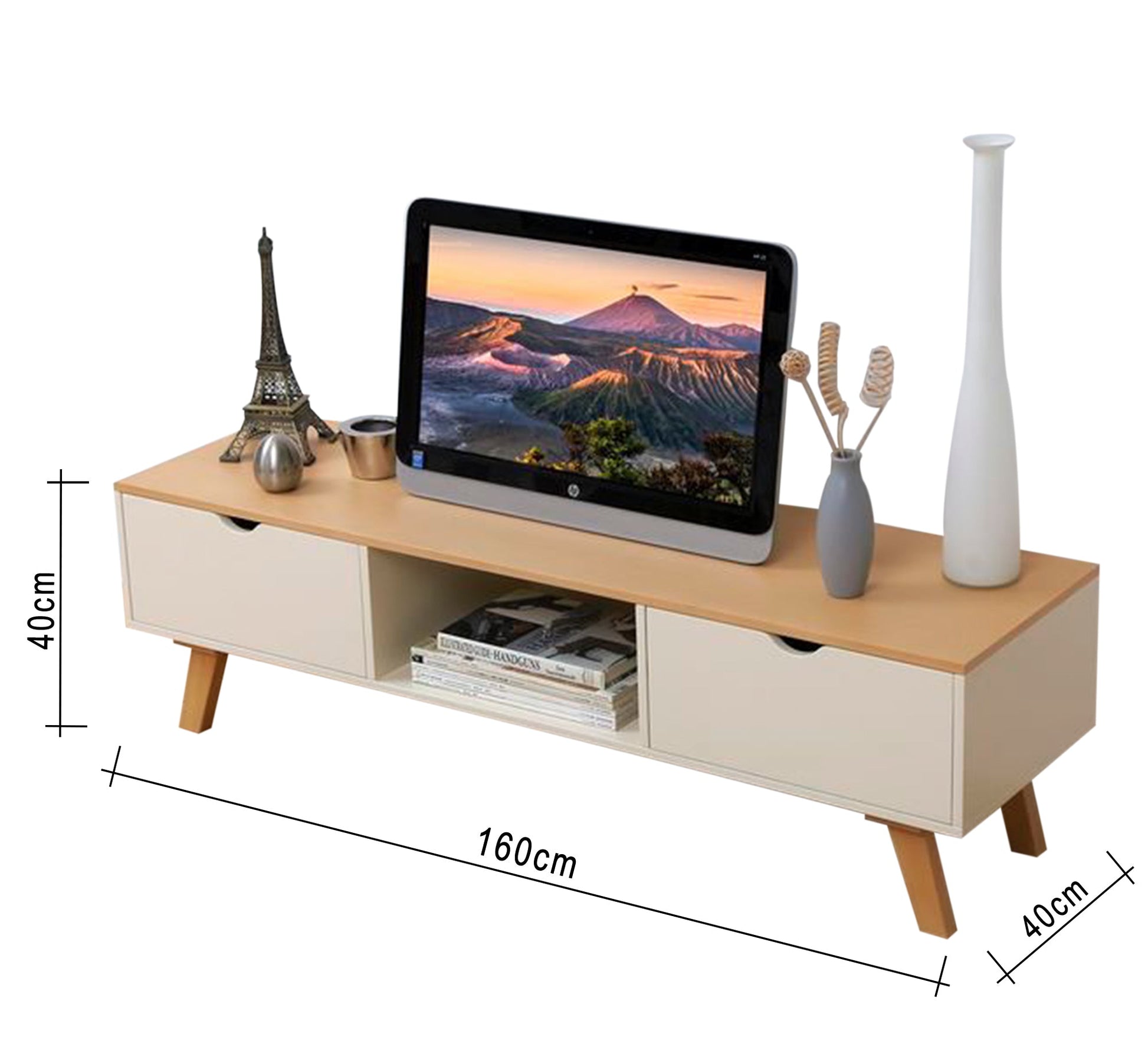 Beige & Brown TV Table - Chic & Cozy - Vitrine Furniture - Furniture