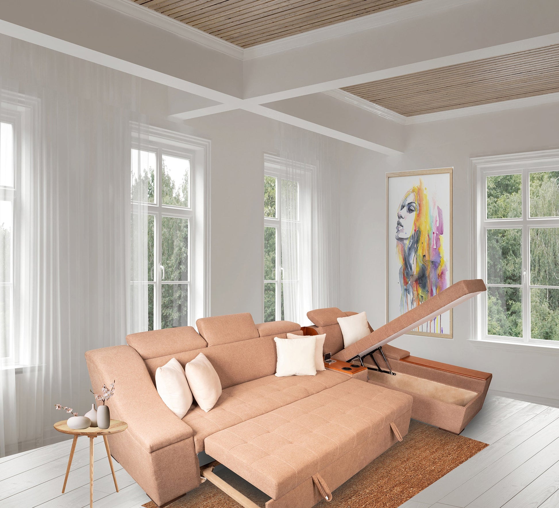 Beige Corner Sofa - Stylish, Spacious, and Cozy - Vitrine Furniture - Living room Sofas