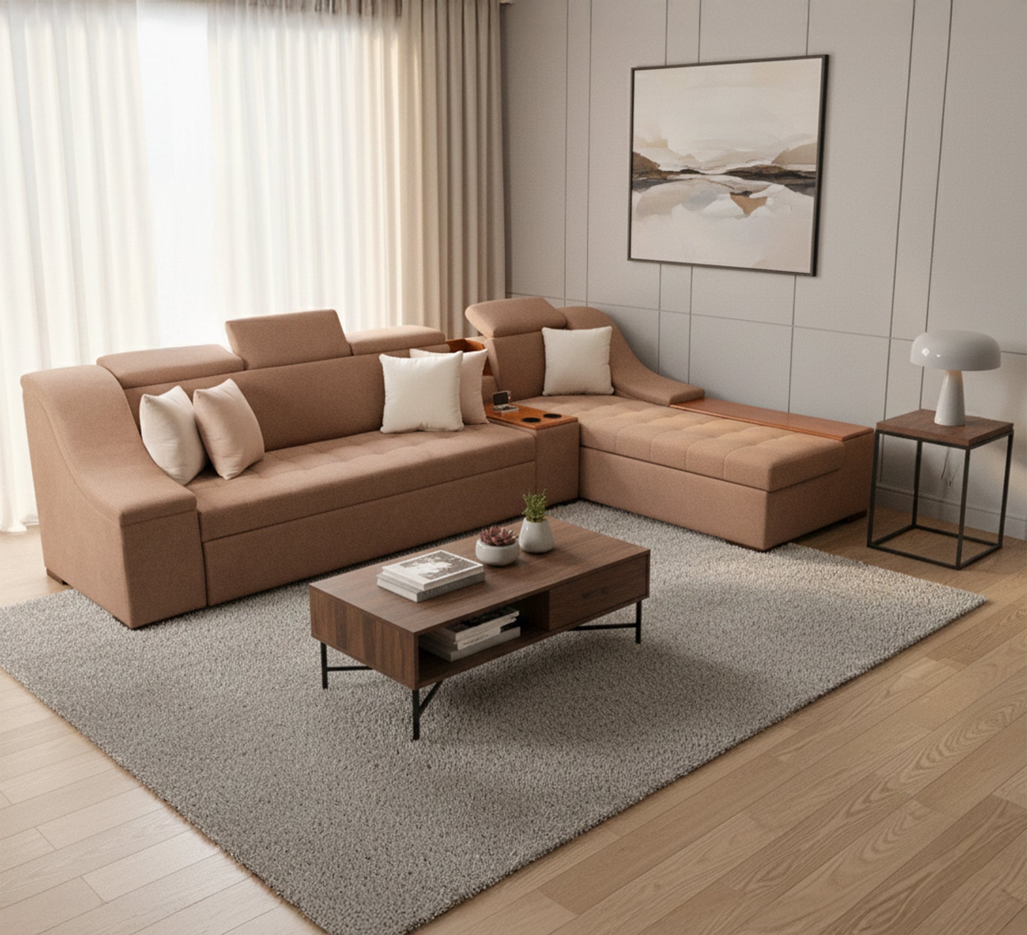 Beige Corner Sofa - Stylish, Spacious, and Cozy - Vitrine Furniture - Living room Sofas