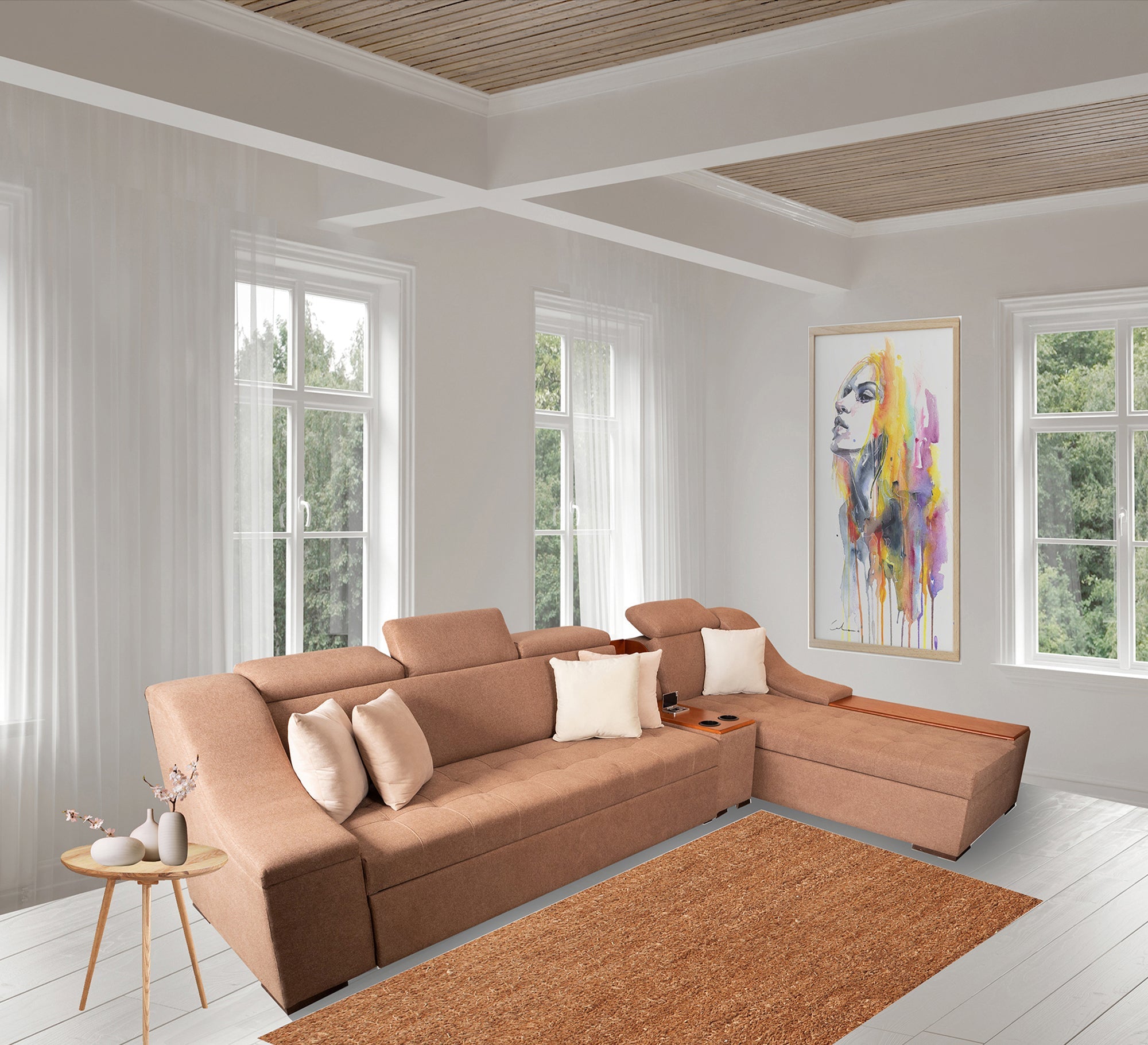 Beige Corner Sofa - Stylish, Spacious, and Cozy - Vitrine Furniture - Living room Sofas