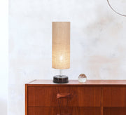 Beige cylindrical lamp with brown base - Vitrine Furniture - Lighting