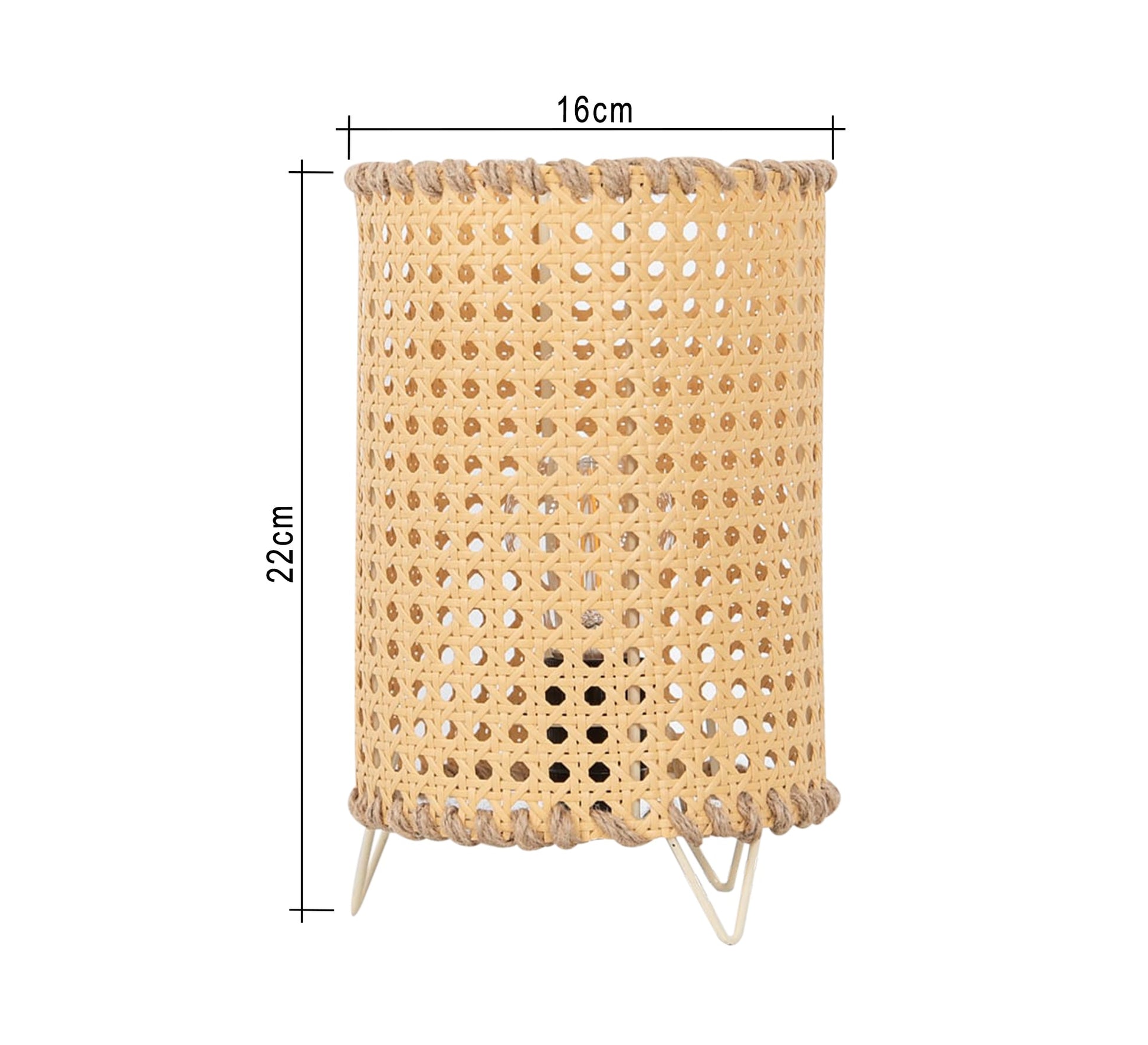 Beige cylindrical table lighting with a hollow grid pattern - Vitrine Furniture - Lighting