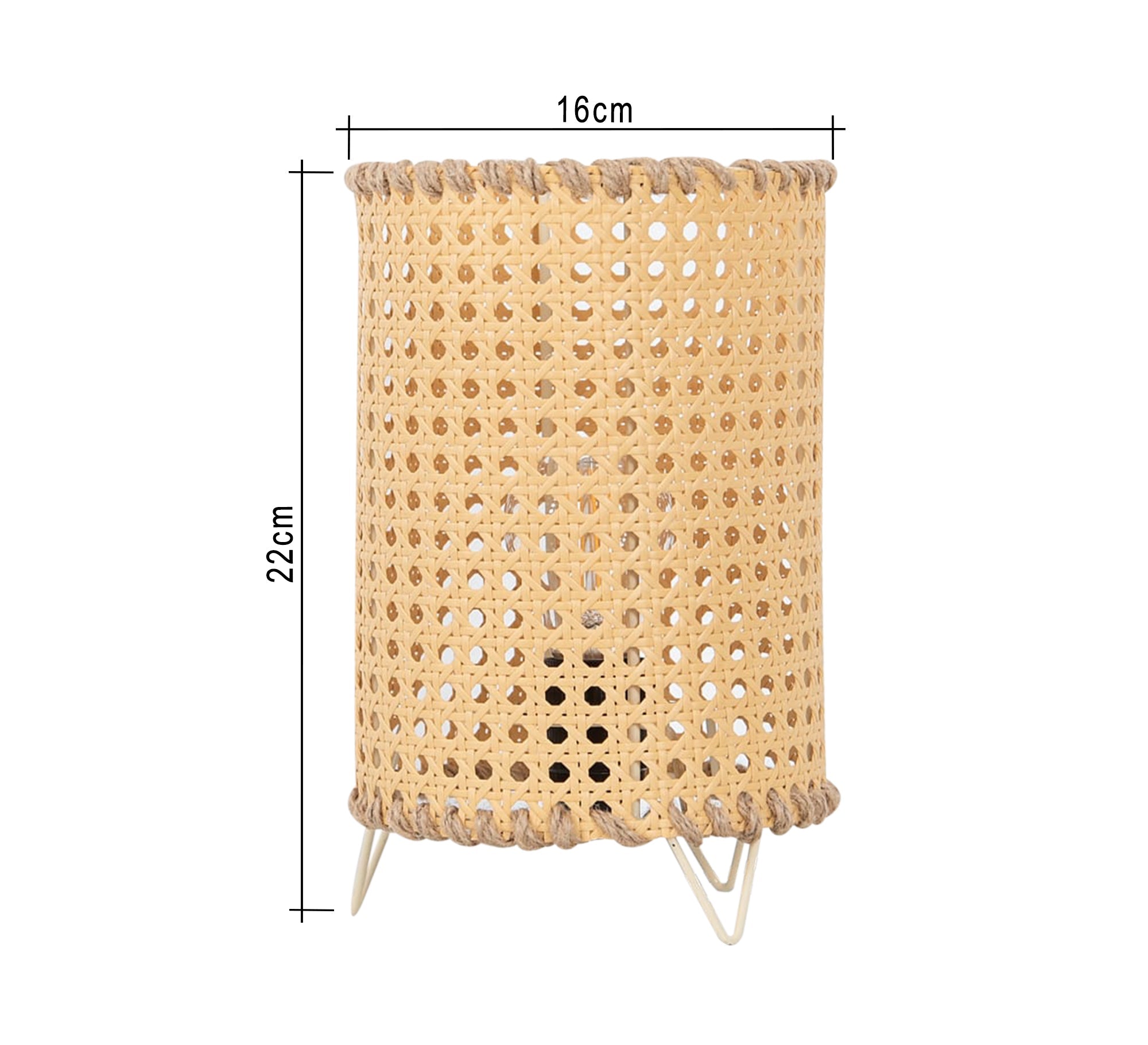 Beige cylindrical table lighting with a hollow grid pattern - Vitrine Furniture - Lighting