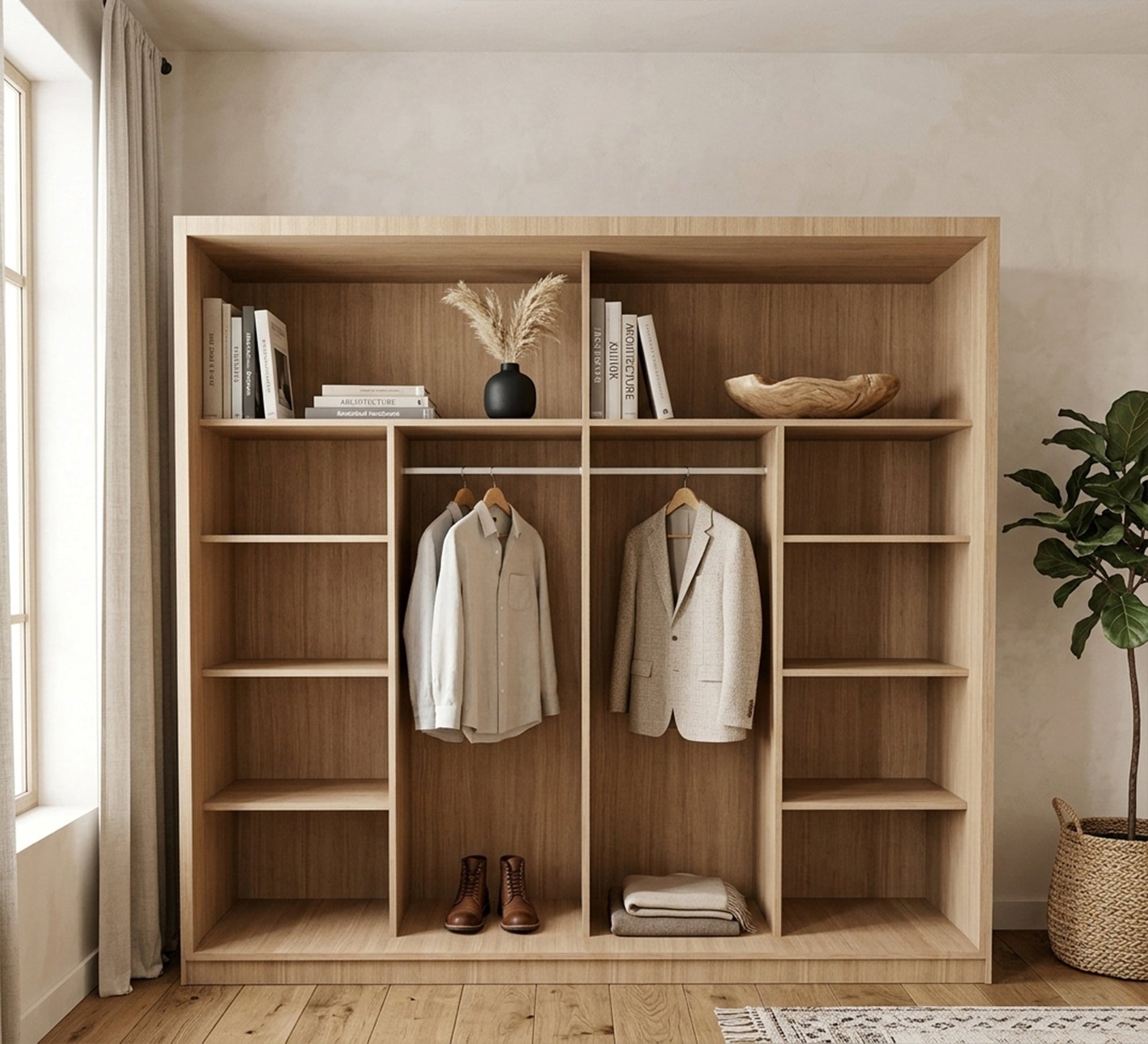 Beige Elegance Wardrobe in Sleek & Minimalistic Design - Vitrine Furniture - Wardrobes