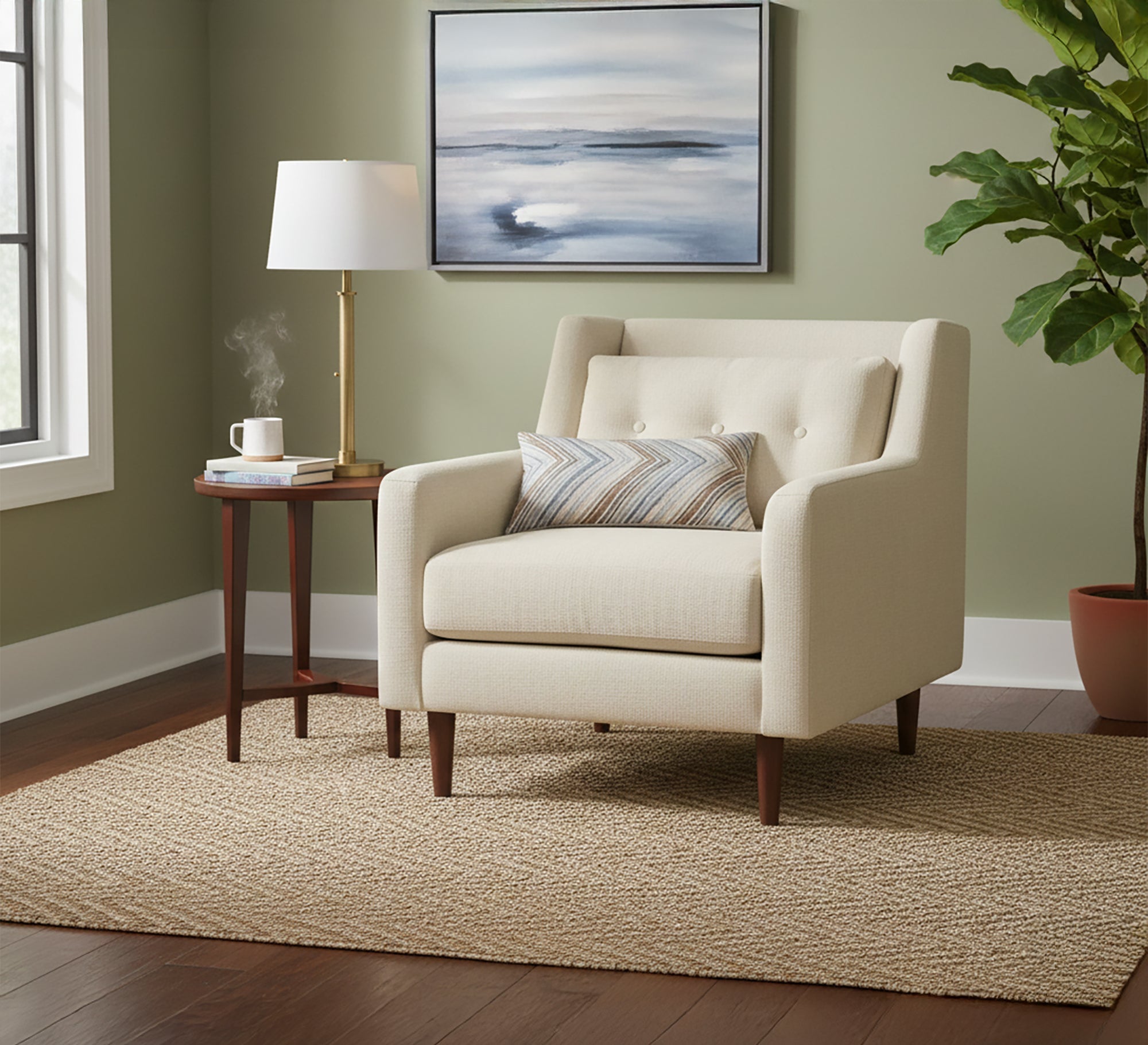 Beige footstool with thin armrests - Vitrine Furniture - Chairs & Chaise lounge