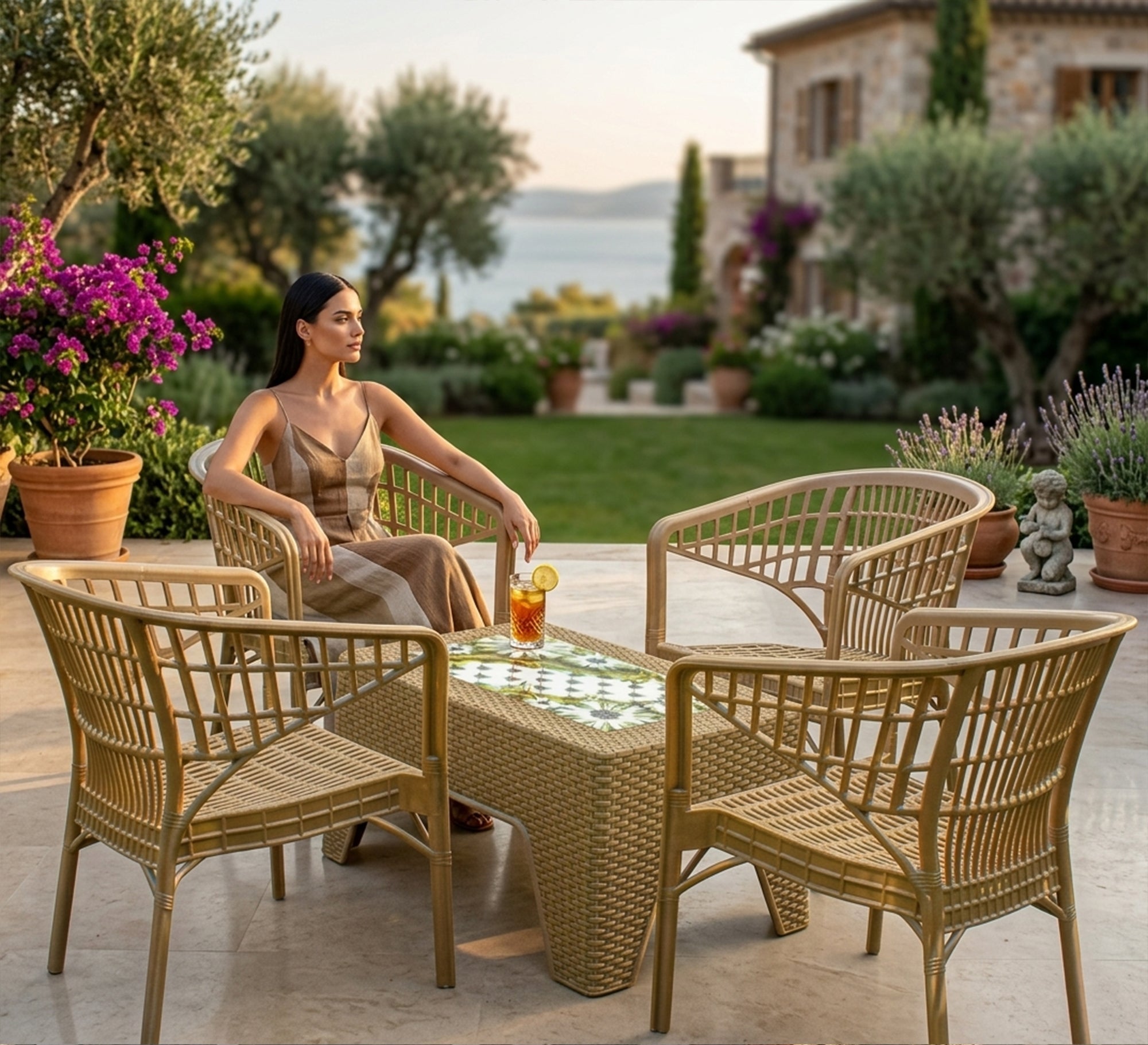 Beige garden furniture set, comfortable and durable. - Vitrine Furniture - Outdoor Dining Sets