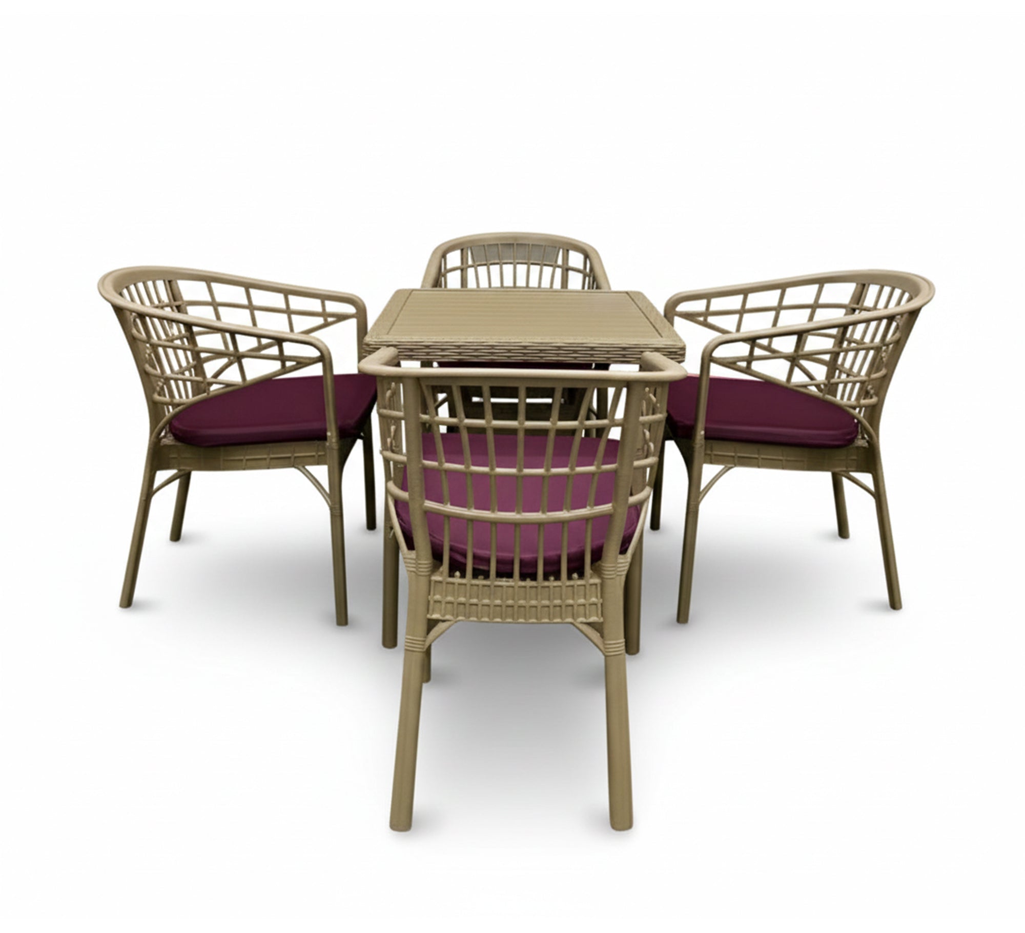 Beige garden furniture set with a purple accent. - Vitrine Furniture - Outdoor Products