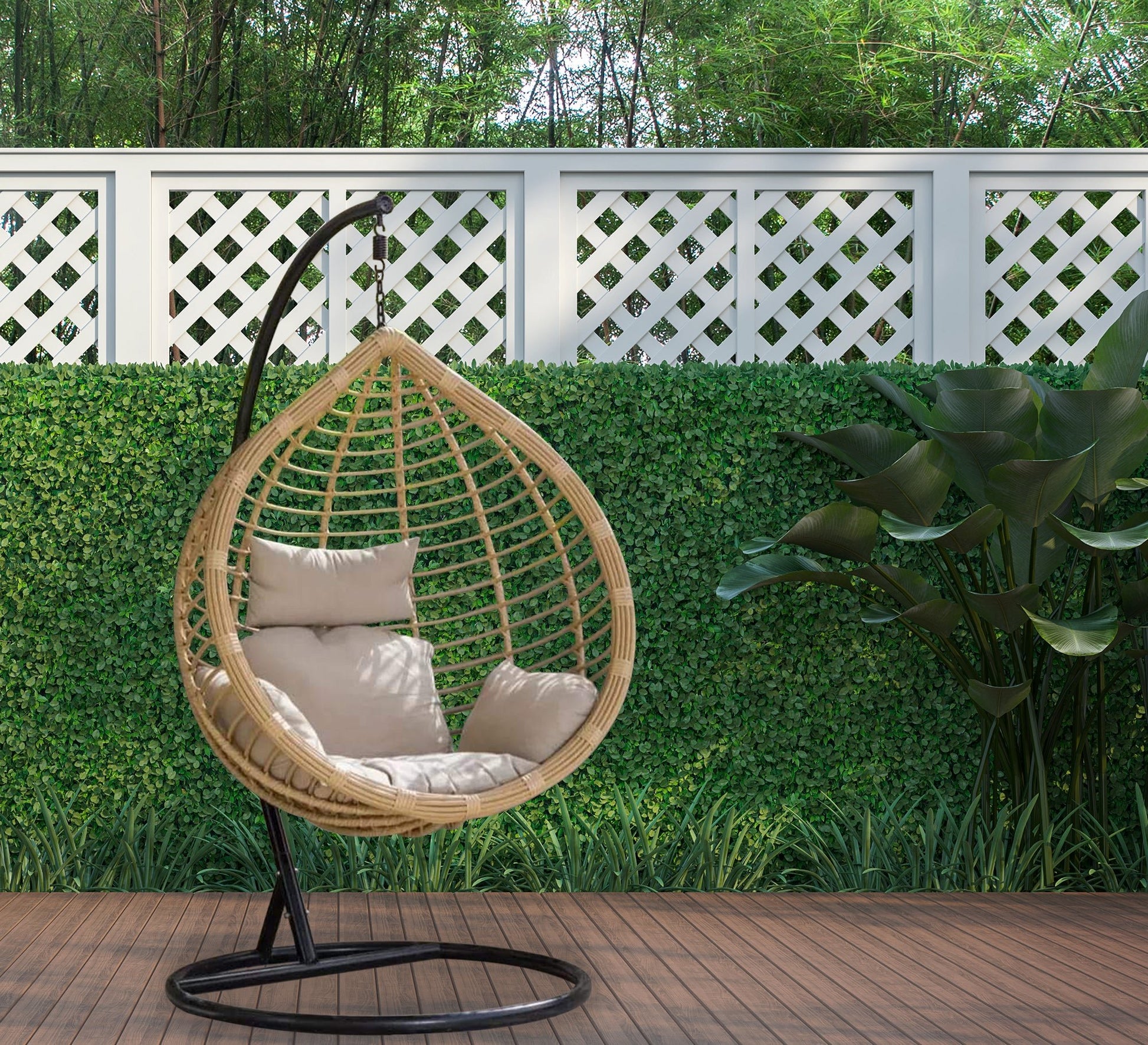 Beige hanging swing chair - Vitrine Furniture - Outdoor Products