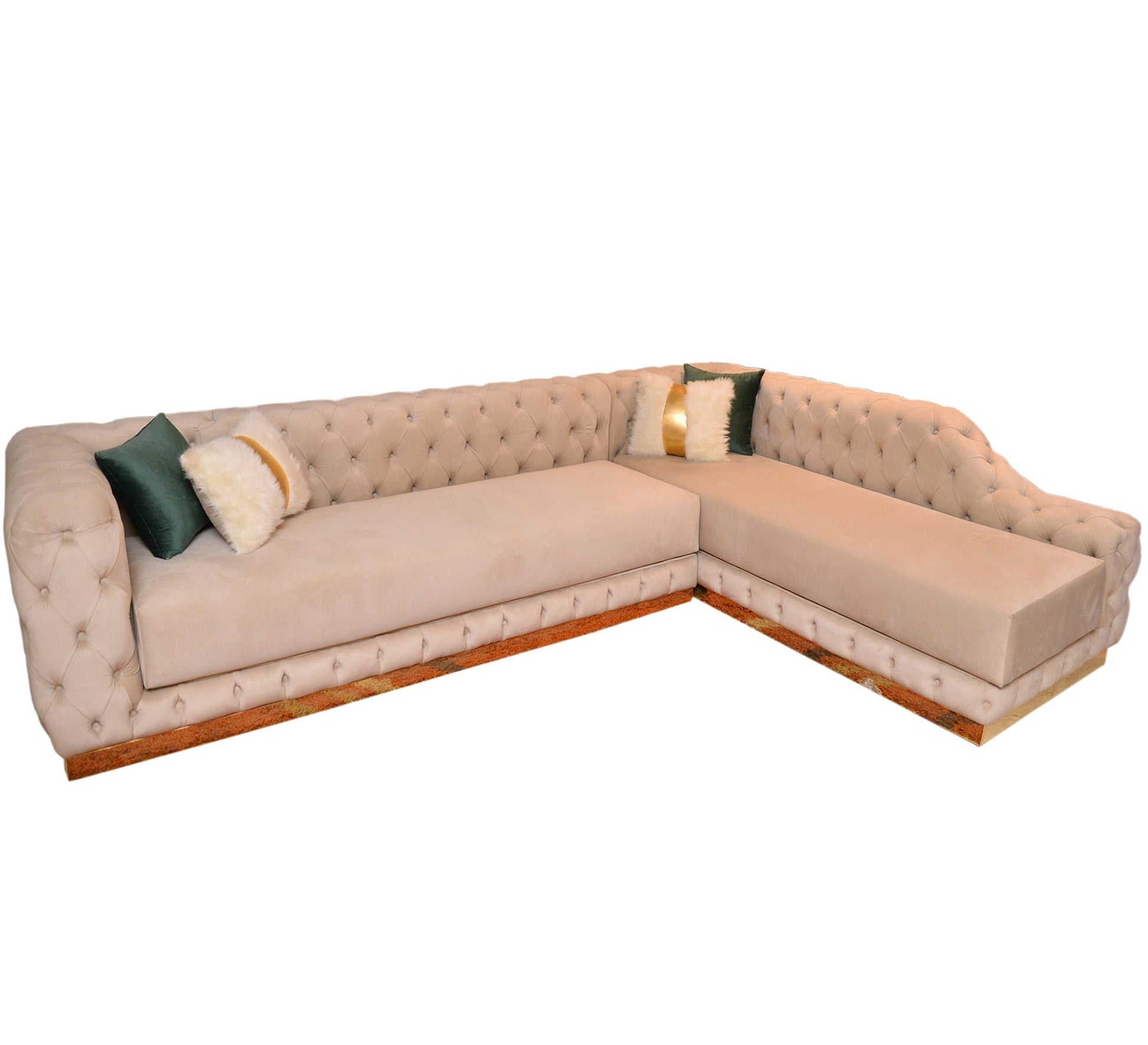 Beige L - shape corner - Vitrine Furniture - L - shape sofa set