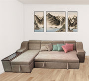 beige L - shaped corner bed and chaise longue - Vitrine Furniture - L - shape sofa set